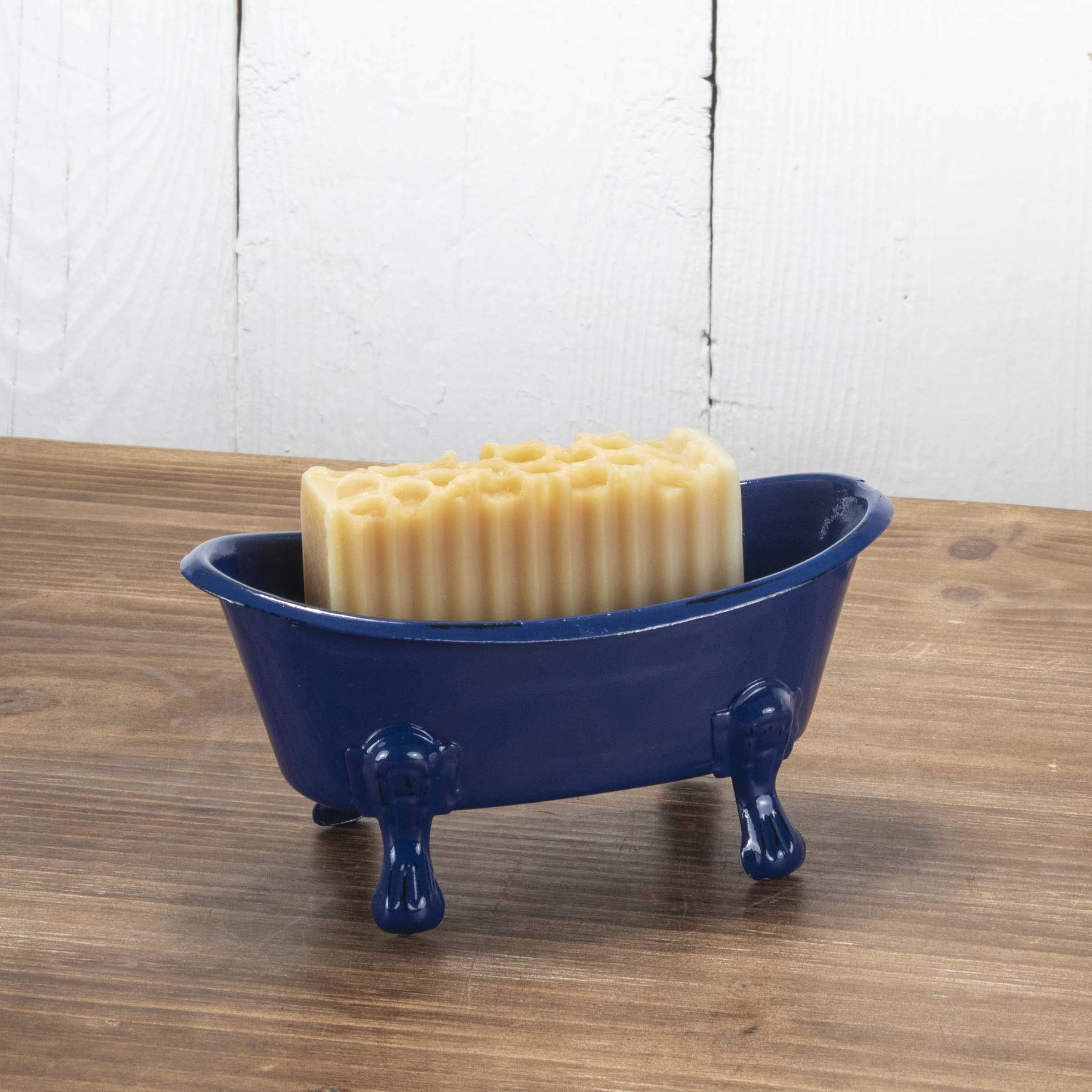 Mini Blue Bathtub Soap Dish - Bathroom Organizer for Showers