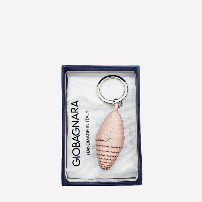 Giobagnara Pigna Keychain - Premium Nappa Leather Keyring, 7.5x3 cm (Ring Diameter 3.4 cm) - Stylish Nude Color Accessory for Keys, Gift Ideas & Everyday Carry