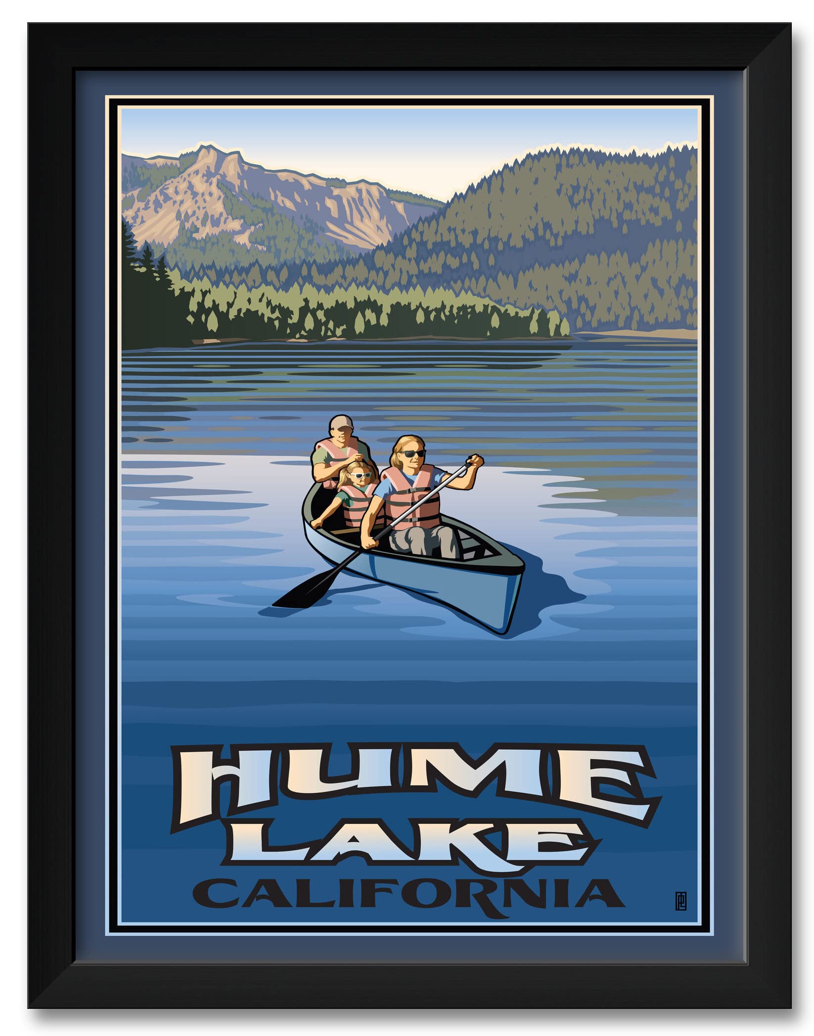 Paul Leighton Framed Art Print - 20x26 Inch California Landscape Painting, Hume Lake Scenery Wall Decor for Living Room, Bedroom & Office