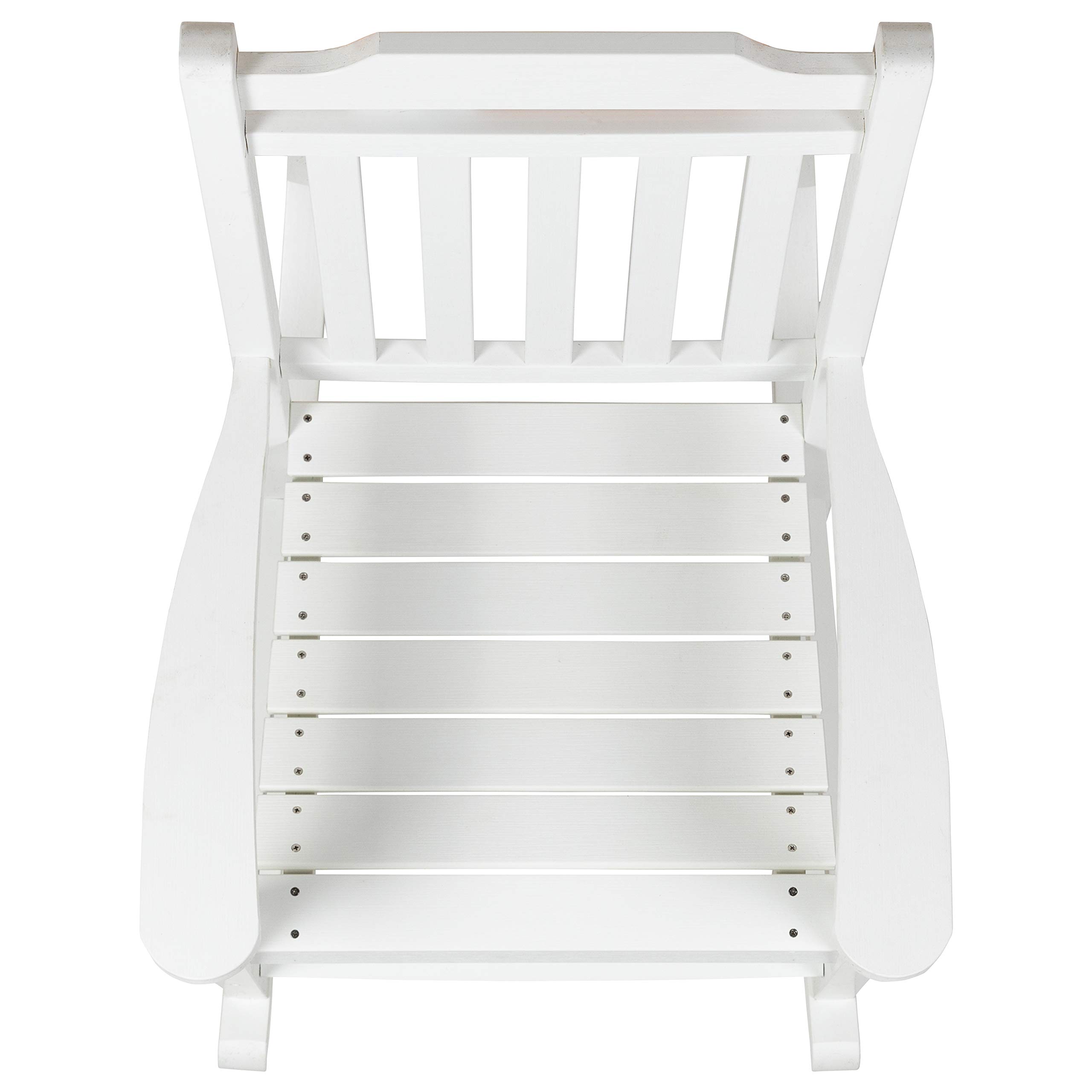 Merrick Lane Hillford All-Weather Rocking Chair Set of 2 - White Poly Resin Patio Rocker for Indoor & Outdoor Use - Perfect for Porch, Garden, Deck, and Living Room Relaxation