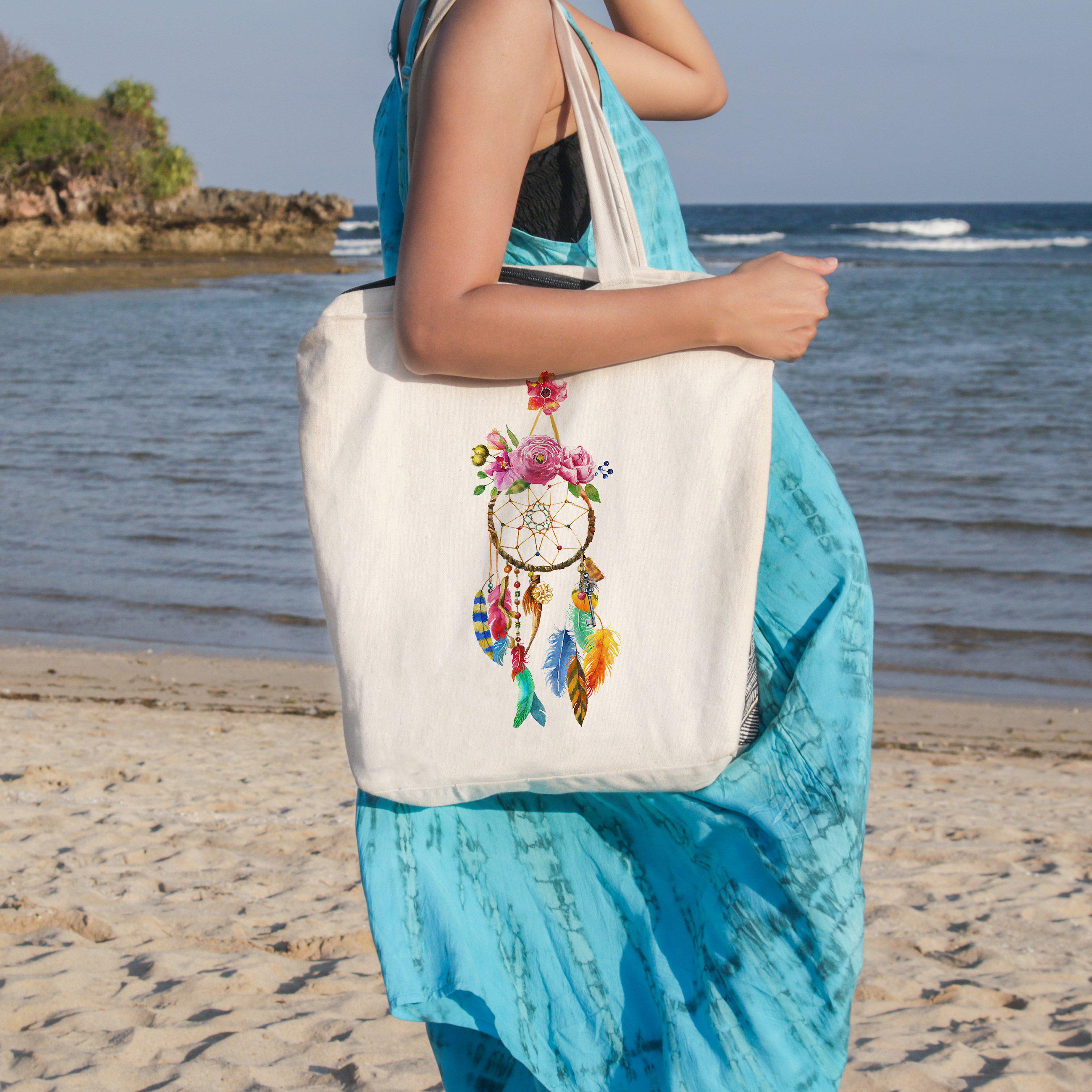 Stylish Catch a Dream Beach Tote Bag - Large Waterproof Summer Tote for Women - Perfect for Beach Vacation, Pool Party & Travel Accessories