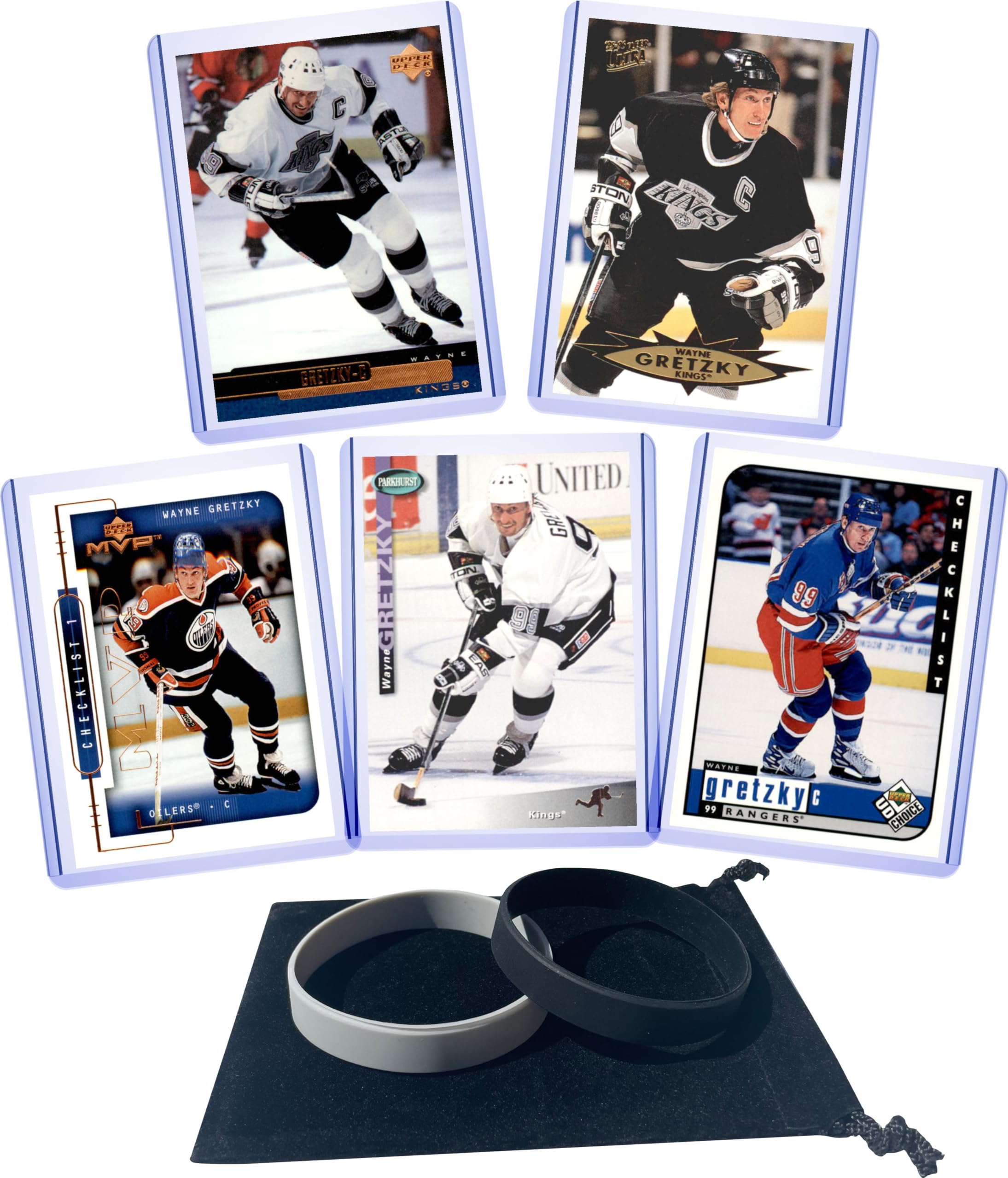 Wayne Gretzky Hockey Cards Gift Pack - 5 Assorted Trading Cards Featuring Edmonton Oilers, Los Angeles Kings & New York Rangers | Perfect for Collectors, Fans & Sports Memorabilia Enthusiasts