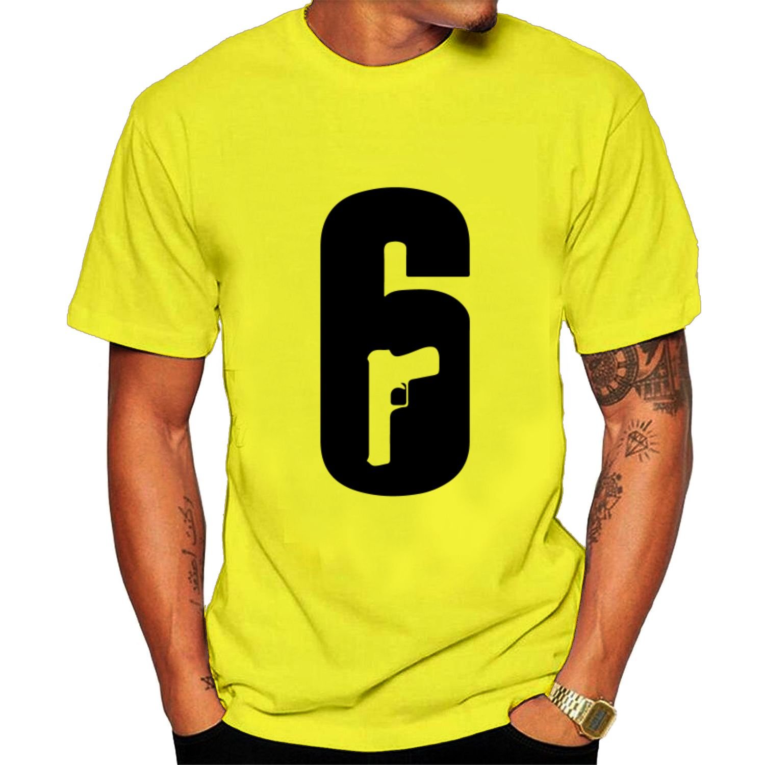 Men's Tom Clancy's Rainbow Six Siege Graphic T-Shirt - Yellow (Medium) | Gaming Merchandise for Fans & Casual Wear
