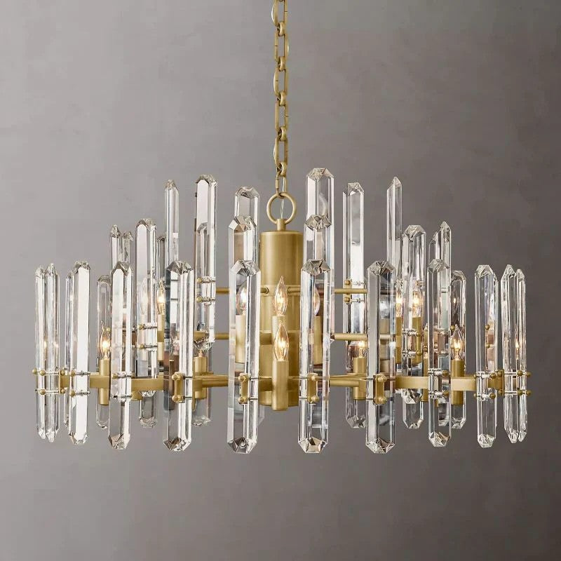 Macalla 36-Inch Round Crystal Chandelier - Modern Ceiling Light Fixture for Dining Room, Living Room & Bedroom Decor