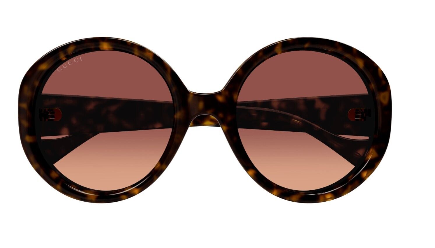 Gucci GG1256S 002 Havana/Red Double Gradient Oversized Round Women's Sunglasses – Stylish UV Protection for Beach, Driving & Fashion Outfits