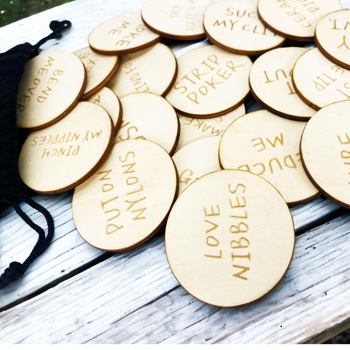 **20Pcs Funny Couples Tokens - Romantic Date Night Game, Wedding Anniversary & Valentine's Gift - Wooden Activity Tokens for Adults (Pack of 3, Round) - Perfect for Intimate Evenings, Bachelorette Parties & Spicing Up Relationships**