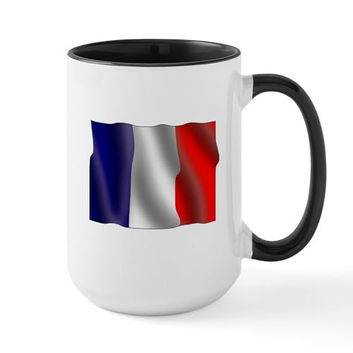 White/Black Inside - French Flag Large Mug