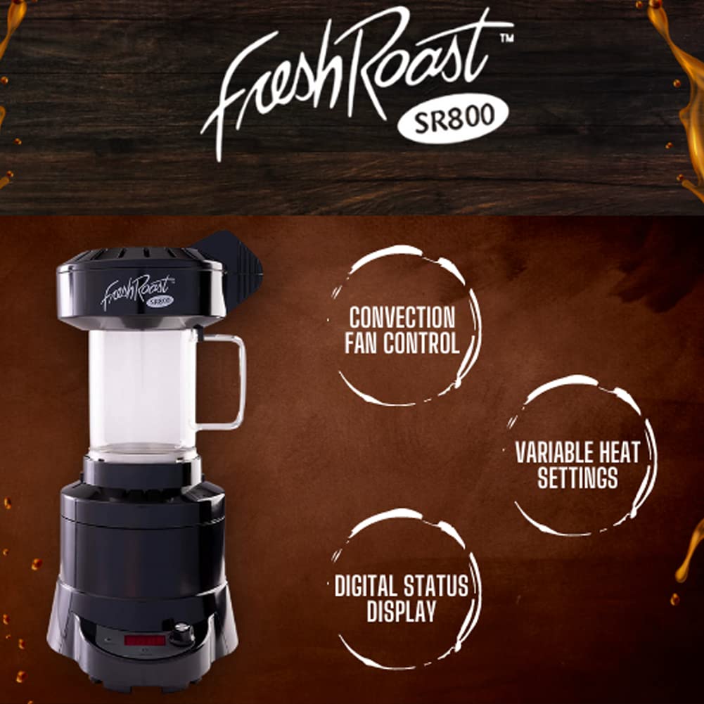 SR800 Automatic Coffee Bean Roaster Machine - Home Coffee Roasting with Adjustable Temperature & Convection Fan - Digital Display & Fast Roasting System - Perfect for Fresh Specialty Coffee at Home, Gifts for Coffee Lovers, Small Coffee Shops & Baristas