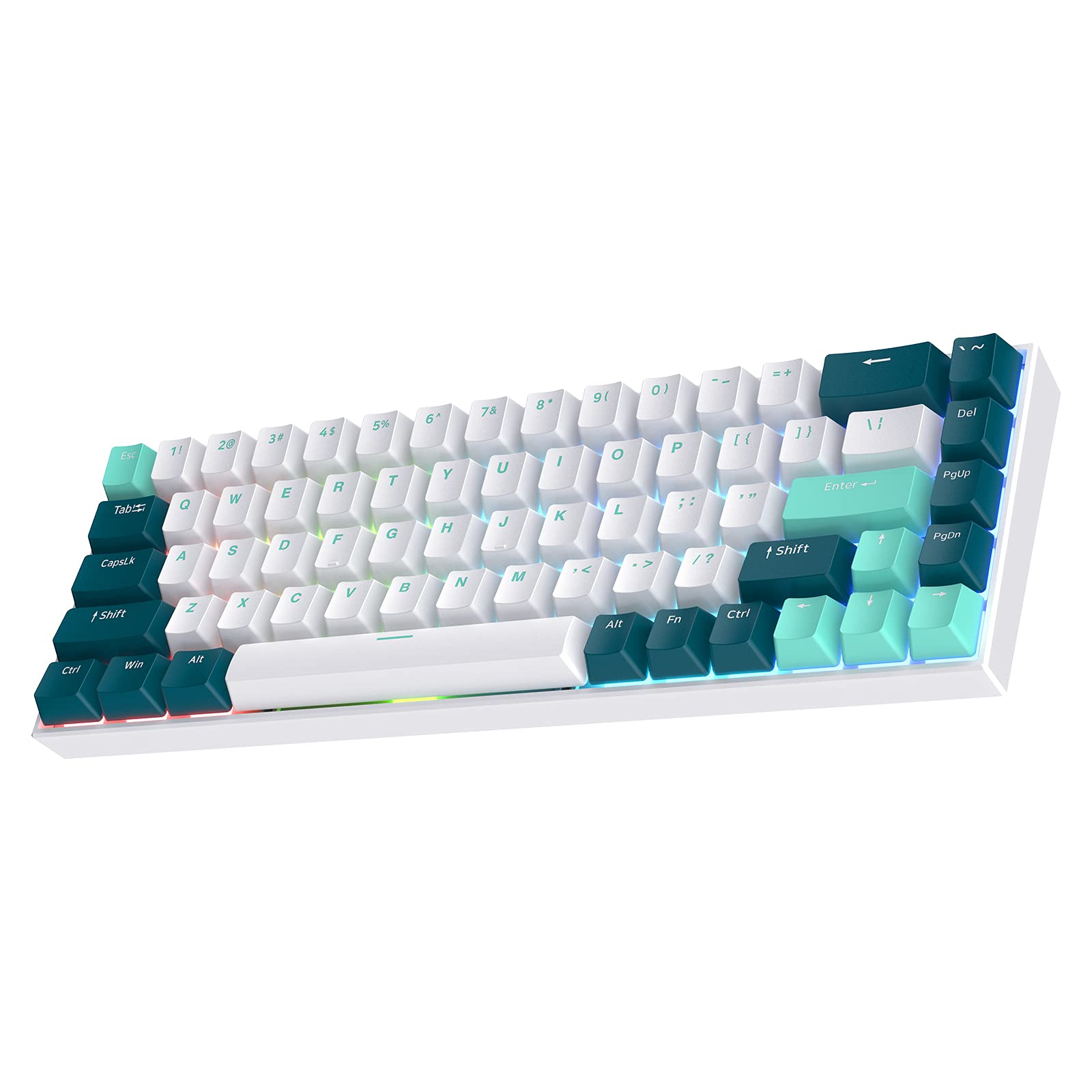 FL ESPORTS F12 65% Wireless Mechanical Gaming Keyboard - 68 Keys RGB Backlit, Bluetooth 5.0/2.4Ghz, Kailh Box White Tactile Switch, PBT Keycaps, Long Battery Life, Mint Green - Perfect for PC Gaming, Office Work & Typing Enthusiasts