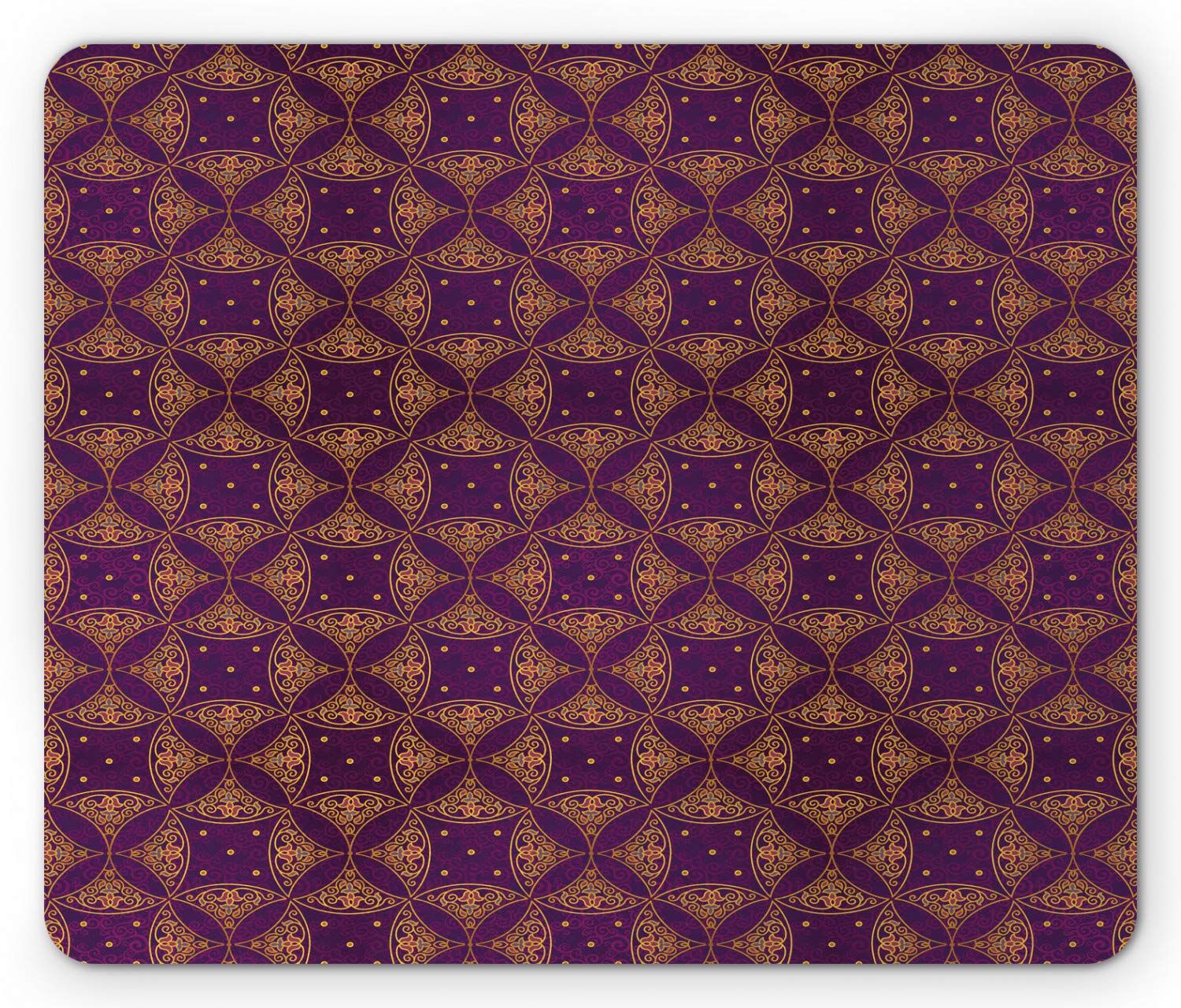 Ambesonne Abstract Mouse Pad - Non-Slip Rubber Base, Bicolor Oriental Design with Curly Elements, Standard Size (9.25