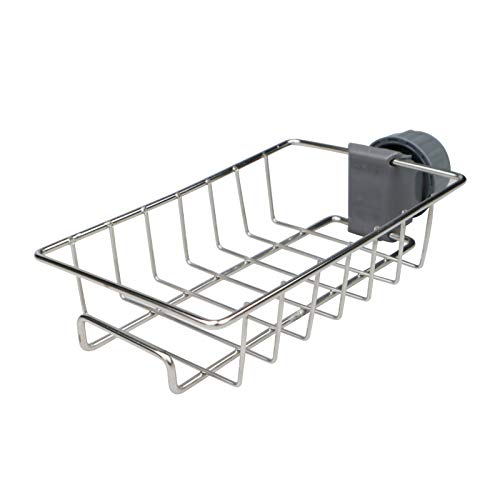 Stainless Steel Sink Organizer - Kitchen Sponge Holder, Soap Dispenser & Drain Rack - Space Saving Faucet Storage Basket for Kitchen Sink Accessories - Perfect for Small Kitchens, RVs & Apartments