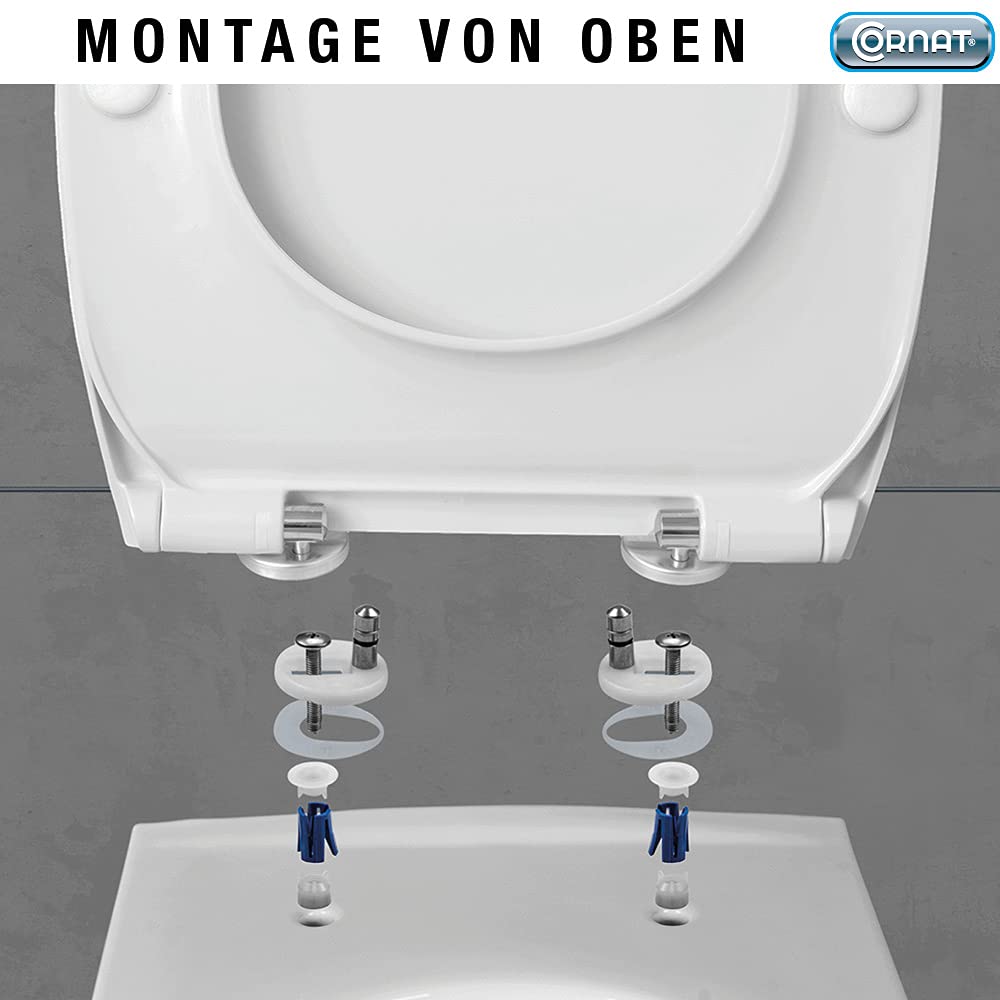Premium Slow-Close Toilet Seat with Removable Hinges for Easy Cleaning - German Engineered Durable Design - Perfect for Modern Bathrooms & Home Renovations [Pack of 1] KSPREMSC500