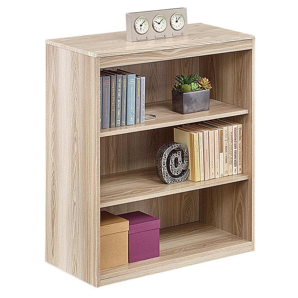 NBF at Work 3-Shelf Heavy Duty Bookcase - 45 lb Capacity Office Bookshelf with Gray Laminate Finish & 2 Adjustable Shelves (19