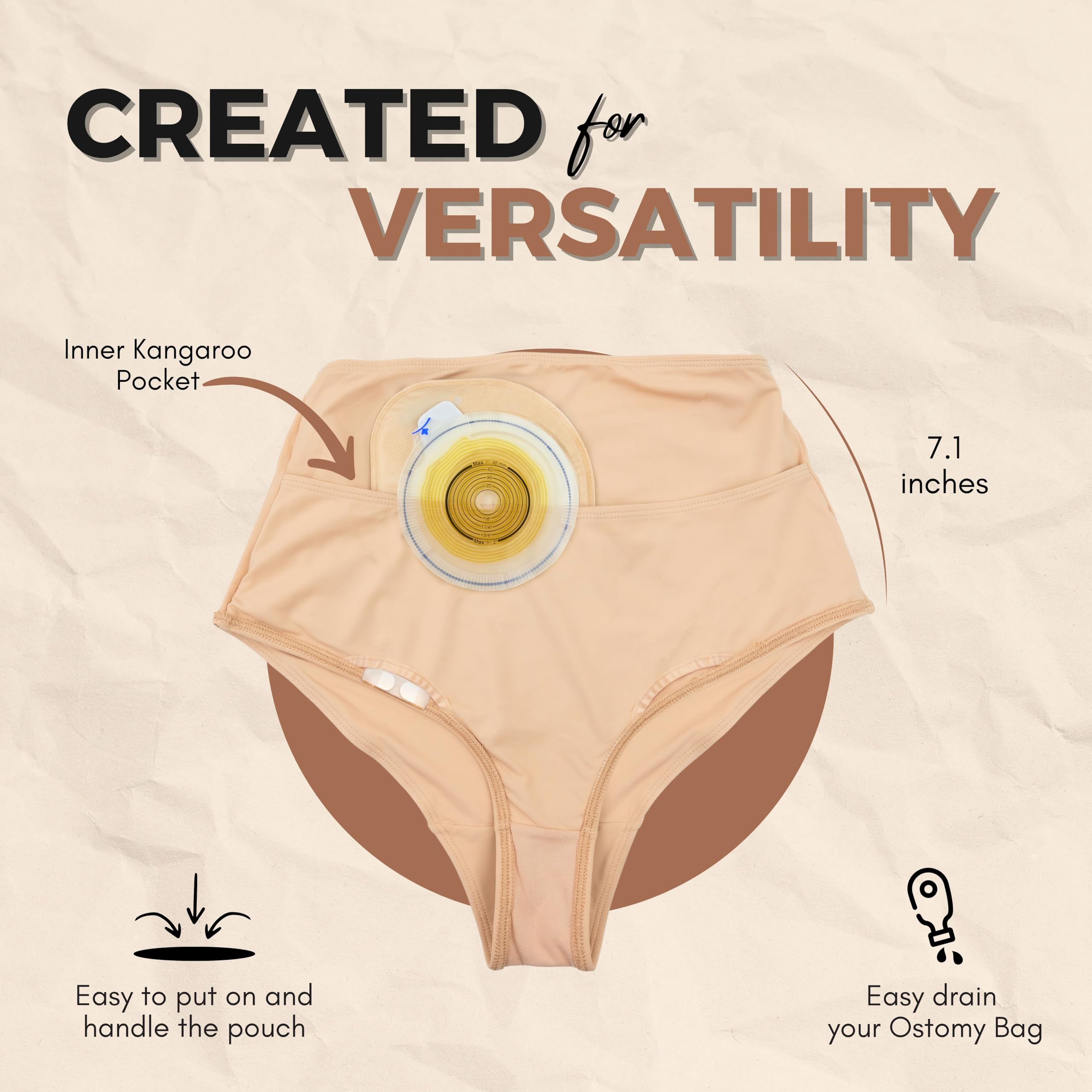 SIIL Ostomy Underwear for Women - Beige Colostomy & Ileostomy Supplies - Breathable Ostomy Bag Covers - Made in Europe - Perfect for Daily Wear, Post-Surgery Recovery & Active Lifestyle