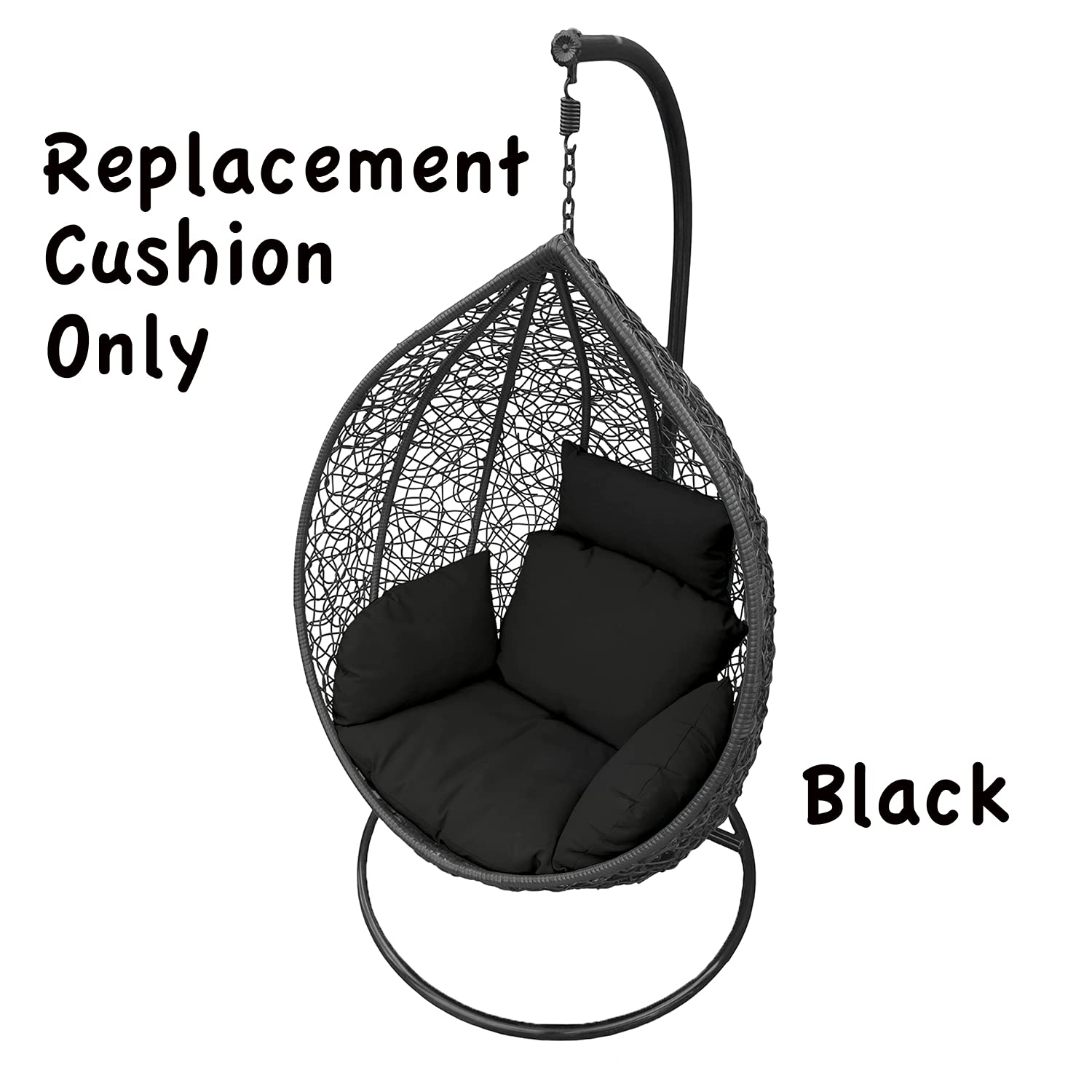 Premium Black Ottertex Fabric Cushion - Waterproof & Durable Replacement for Egg, Hanging, Cocoon & Papasan Chairs - Perfect for Indoor/Outdoor Lounging, Patio Furniture & Relaxation Spaces