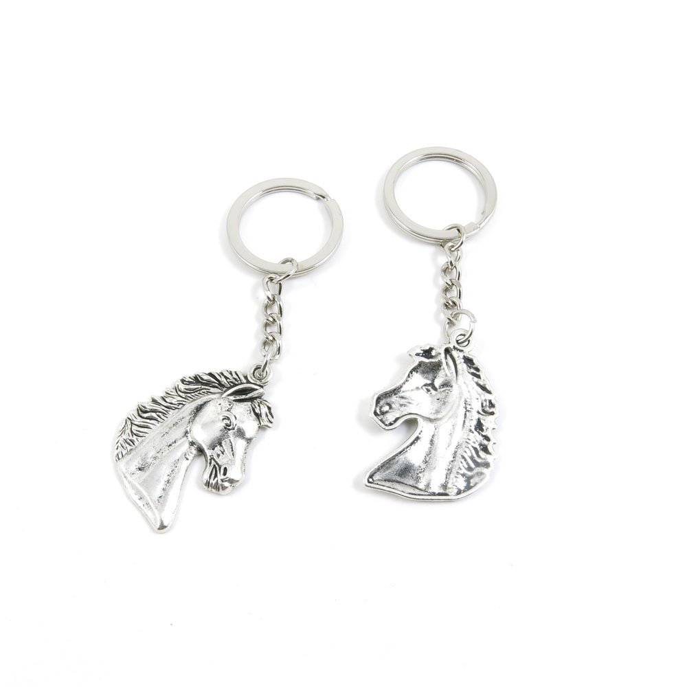 Antique Silver Horse Head Keychain - Bulk Wholesale Key Ring Tags for Car Keys, House Keys & Keychains (Pack of 12) - Perfect for Home, Office, Travel and Gift Giving