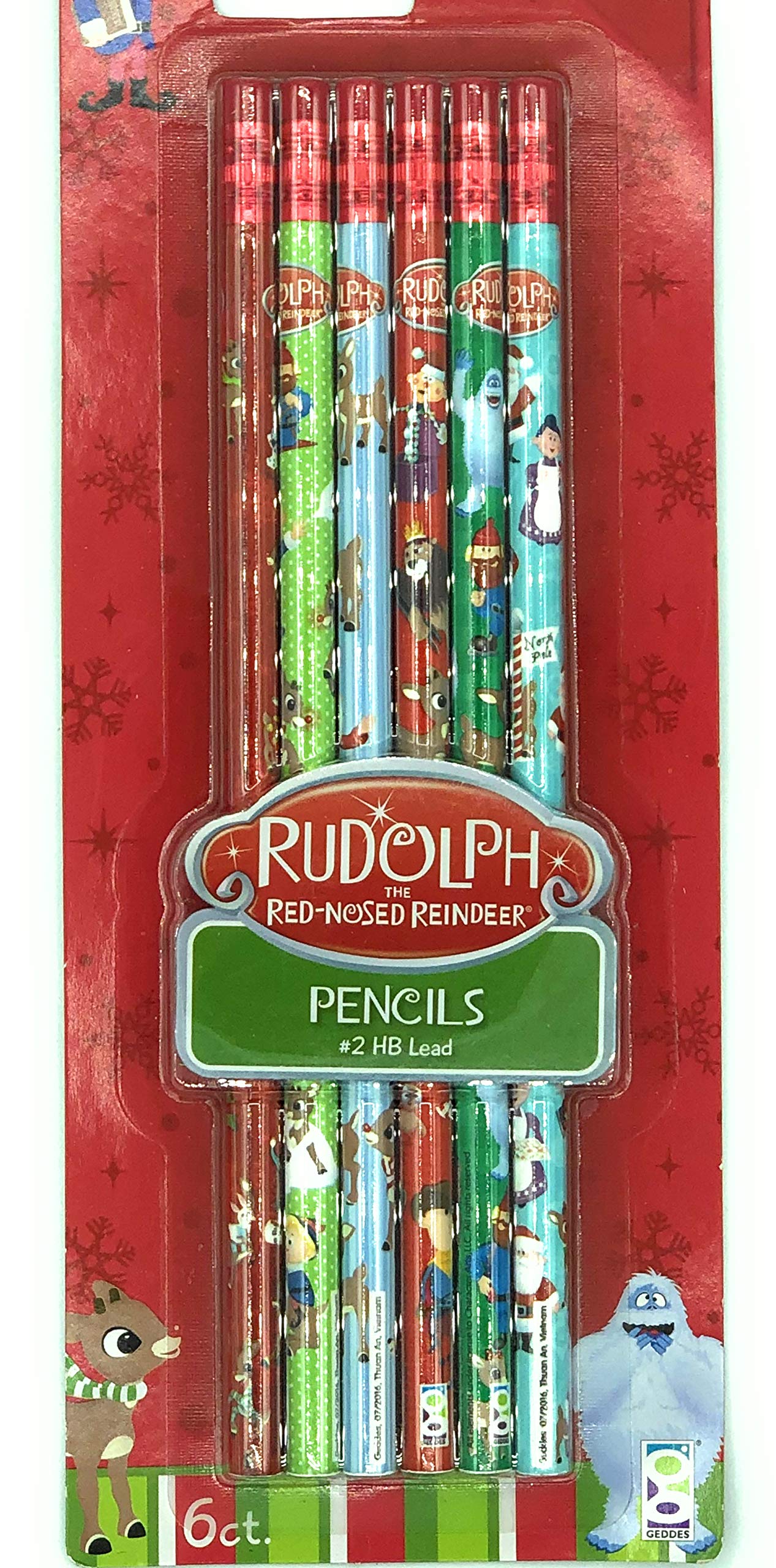 Rudolph the Red-Nosed Reindeer Christmas Pencils - 12 Pack Holiday Themed Writing Utensils for School, Office & Gift Giving