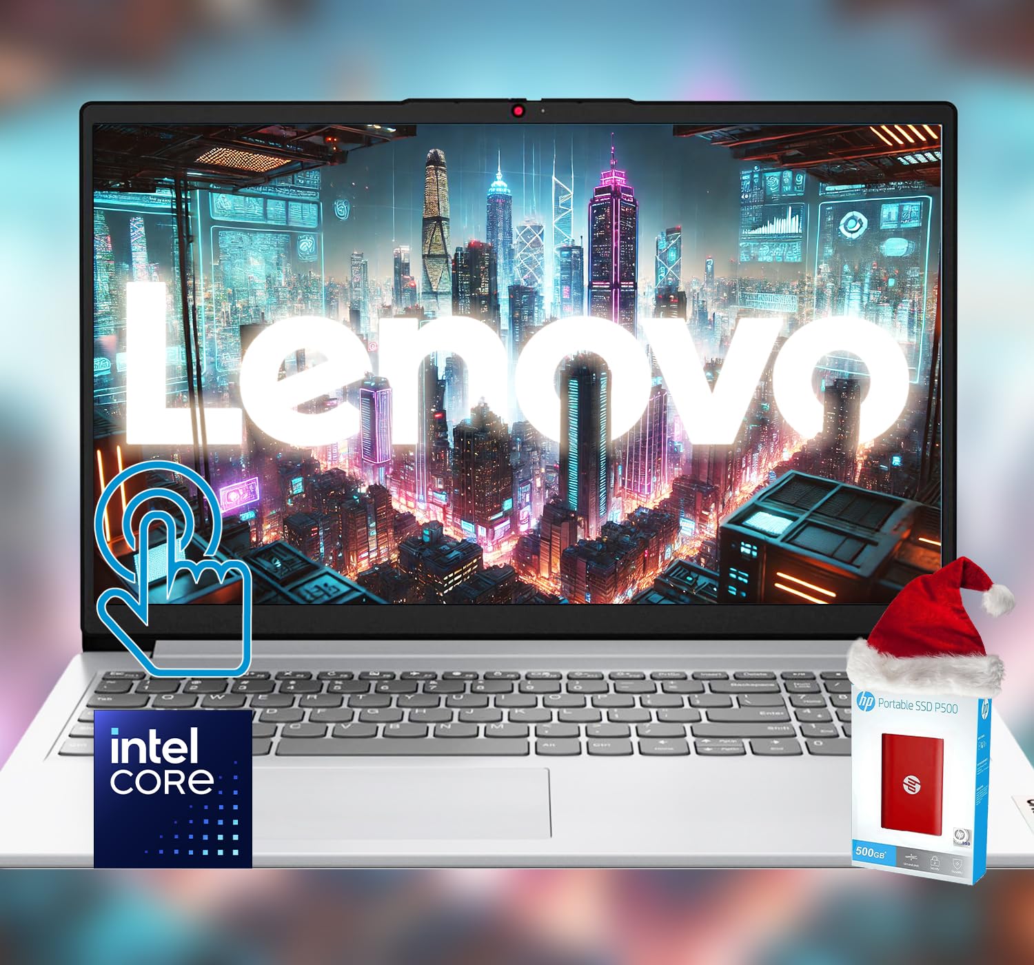 Lenovo IdeaPad 15 Premium Touchscreen Laptop - Intel Core i3 6-Core Processor, 16GB RAM, 1TB SSD (Includes 512GB PCIe SSD + HP P500 512GB Portable SSD), 15.6