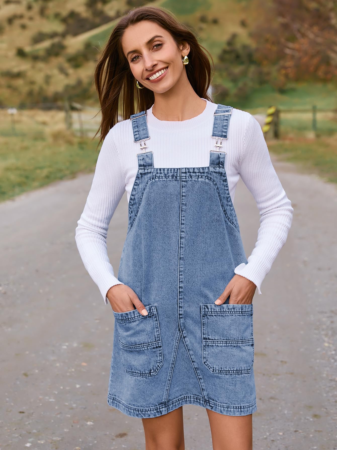 BerryGo Women's Denim Overalls - Sleeveless Romper Jumpsuit with Pockets | 2025 Fashion Pinafore Dress Shorts | Casual Summer Outfit for Beach, Shopping & Date Night