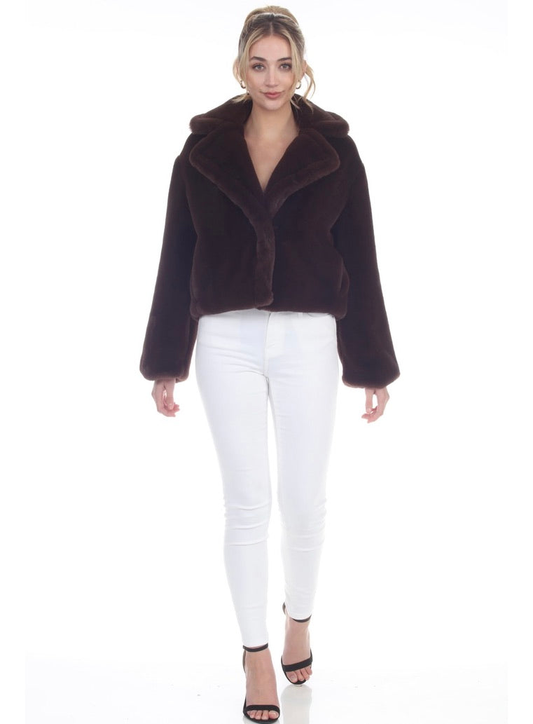 Isabella Faux Fur Jacket Women's Winter Coat - Soft Plush Long Sleeve Outerwear for Fashion, Parties & Cold Weather