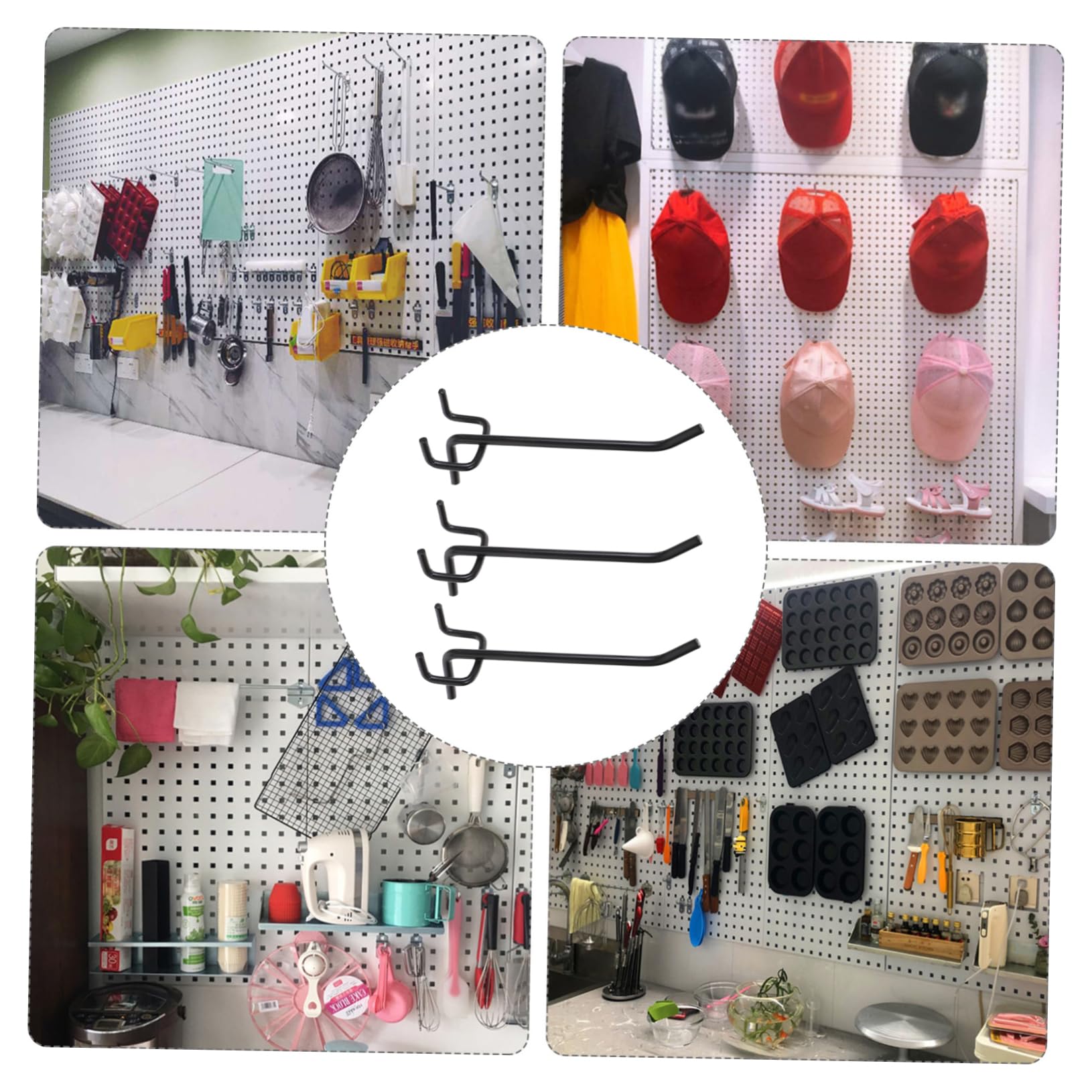 BIUDECO 50-Piece 2 Inch Metal Pegboard Hooks Kit - Heavy Duty Iron Hooks for Wall Organization, Garage Storage & Workshop Tools - Fits Mesh Plates & Pegboard Panels