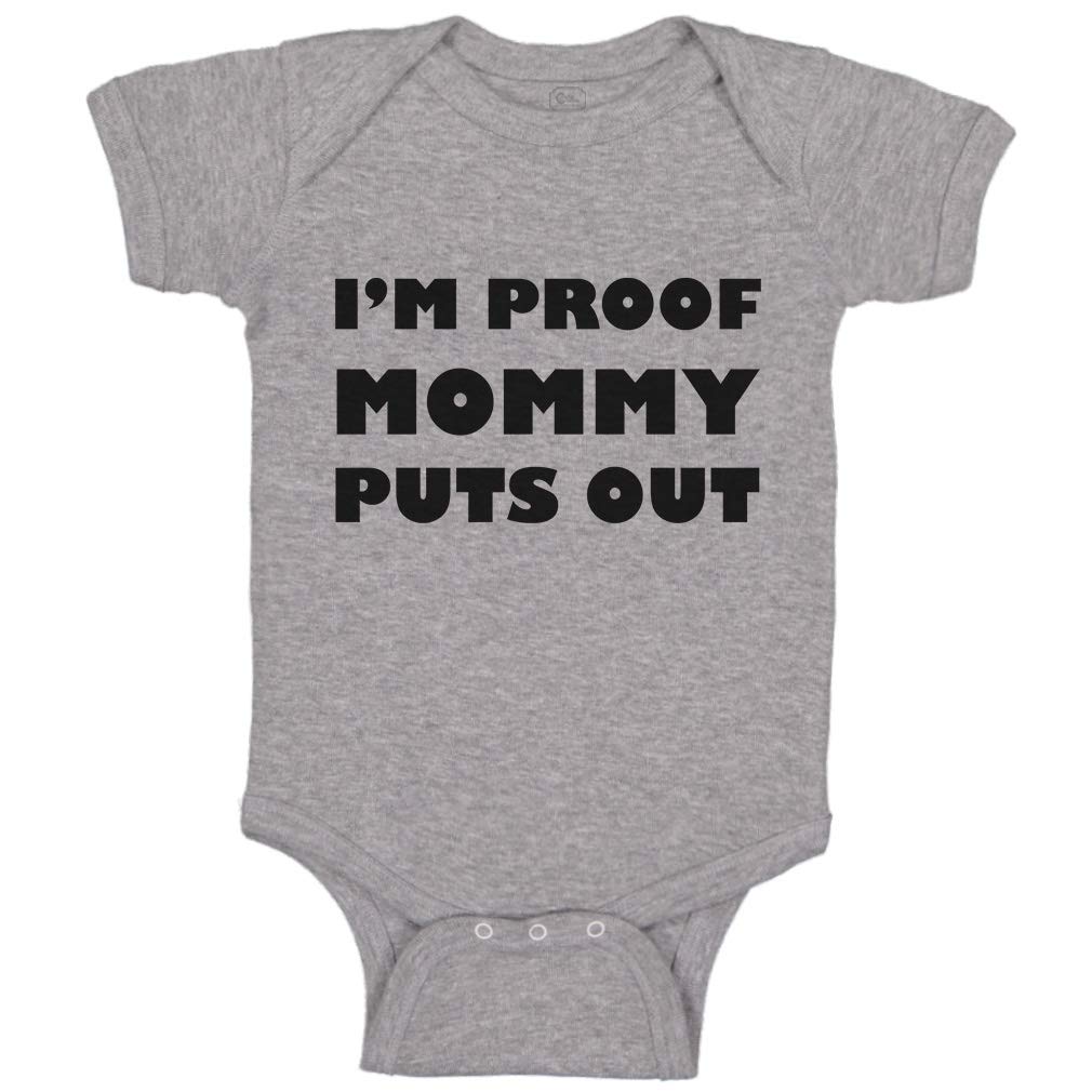Funny Custom Baby Bodysuit - 'I'm Proof Mommy Puts Out' Humorous Cotton Onesie for Boys & Girls | Oxford Gray Newborn Outfit | Perfect for Family Photos & Playdates