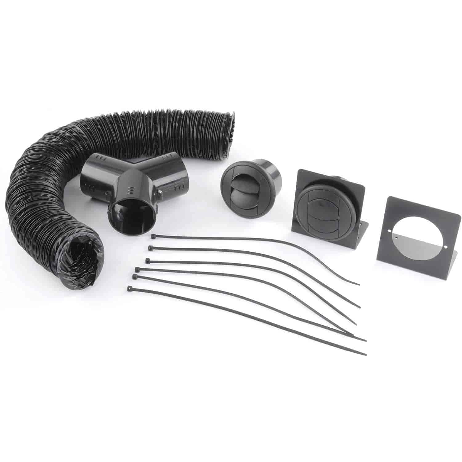 JEGS Auxiliary Heater & Duct Kit - 260 CFM High Airflow, 28,000 BTU Heating Power with Dual Front Vents | 3-Speed Adjustable Fan, 12-Volt DC Power | Complete Set Includes Heater Assembly, Defroster Kit & Louver/Vent Kit | Perfect for Trucks, RVs & Off-Road Vehicles in Cold Weather