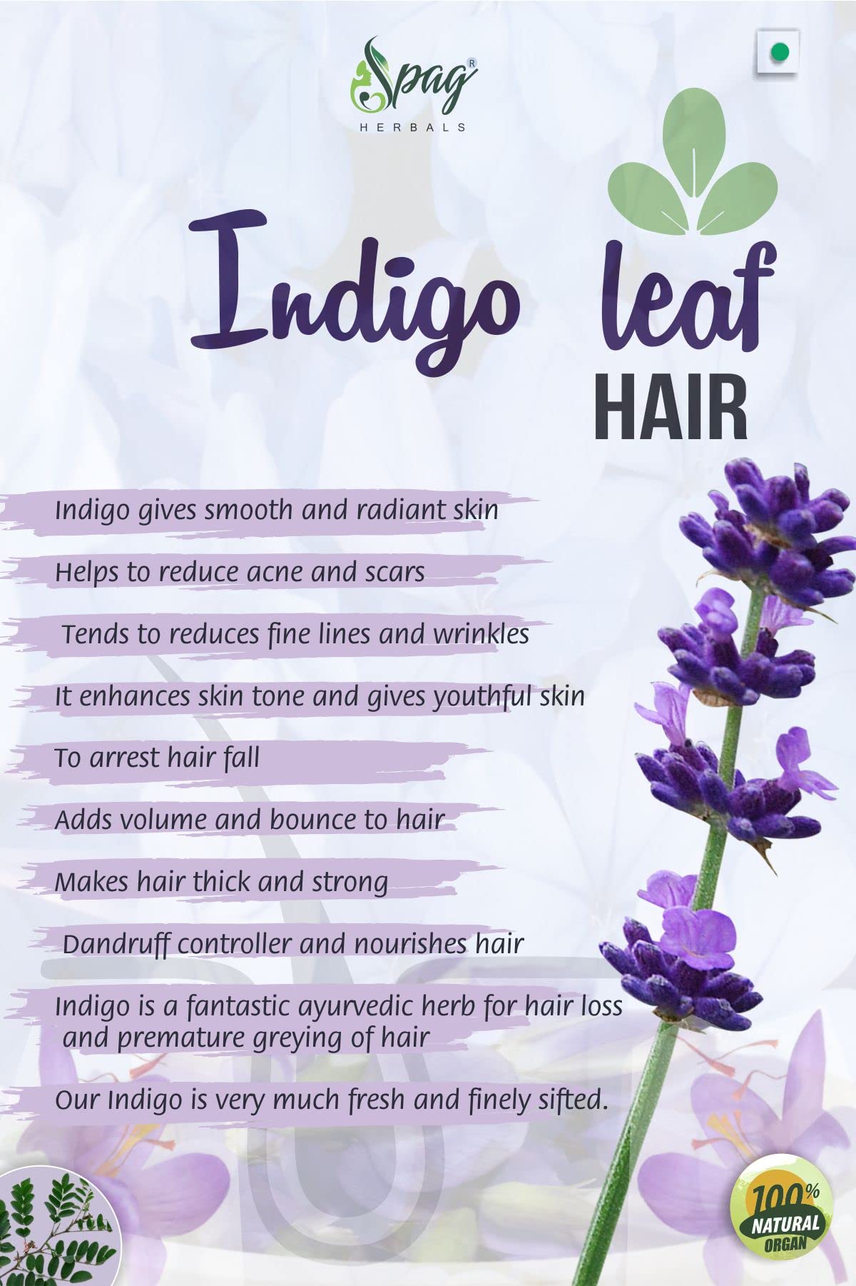 Premium Organic Indigo Powder for Natural Hair Care & Strength - 250g | Chemical-Free Herbal Hair Dye & Gray Coverage | Perfect for DIY Hair Masks, Henna Blends & Ayurvedic Treatments