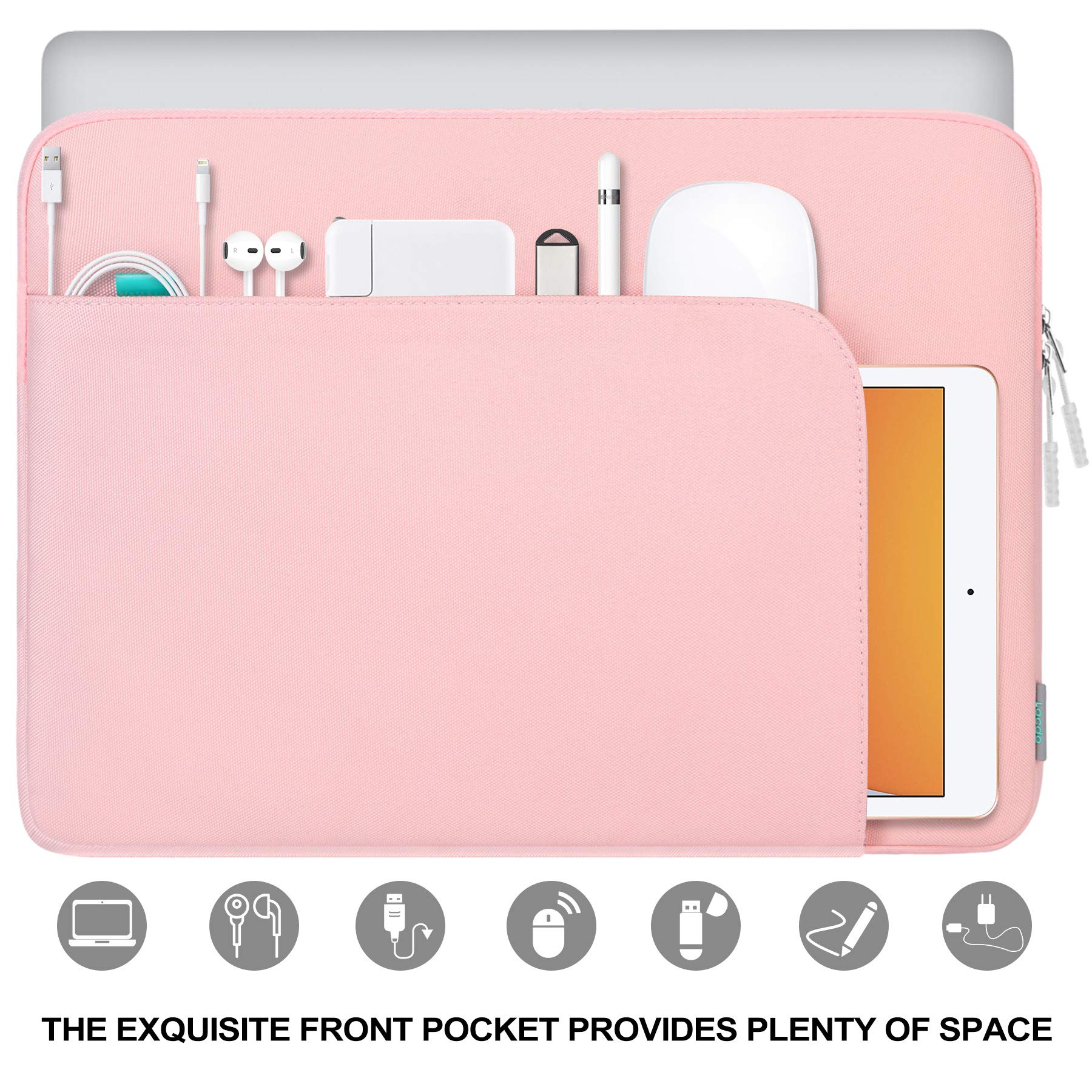 Premium 15.6 Inch Laptop Sleeve Case - Universal Fit for Asus VivoBook/TUF Gaming, HP Pavilion 15, Lenovo IdeaPad, Acer Aspire 7/Predator, Dell Inspiron 15, MateBook D15 - Shockproof & Water-Resistant Computer Bag (Pink) - Perfect for Work, School, Travel & Daily Commute