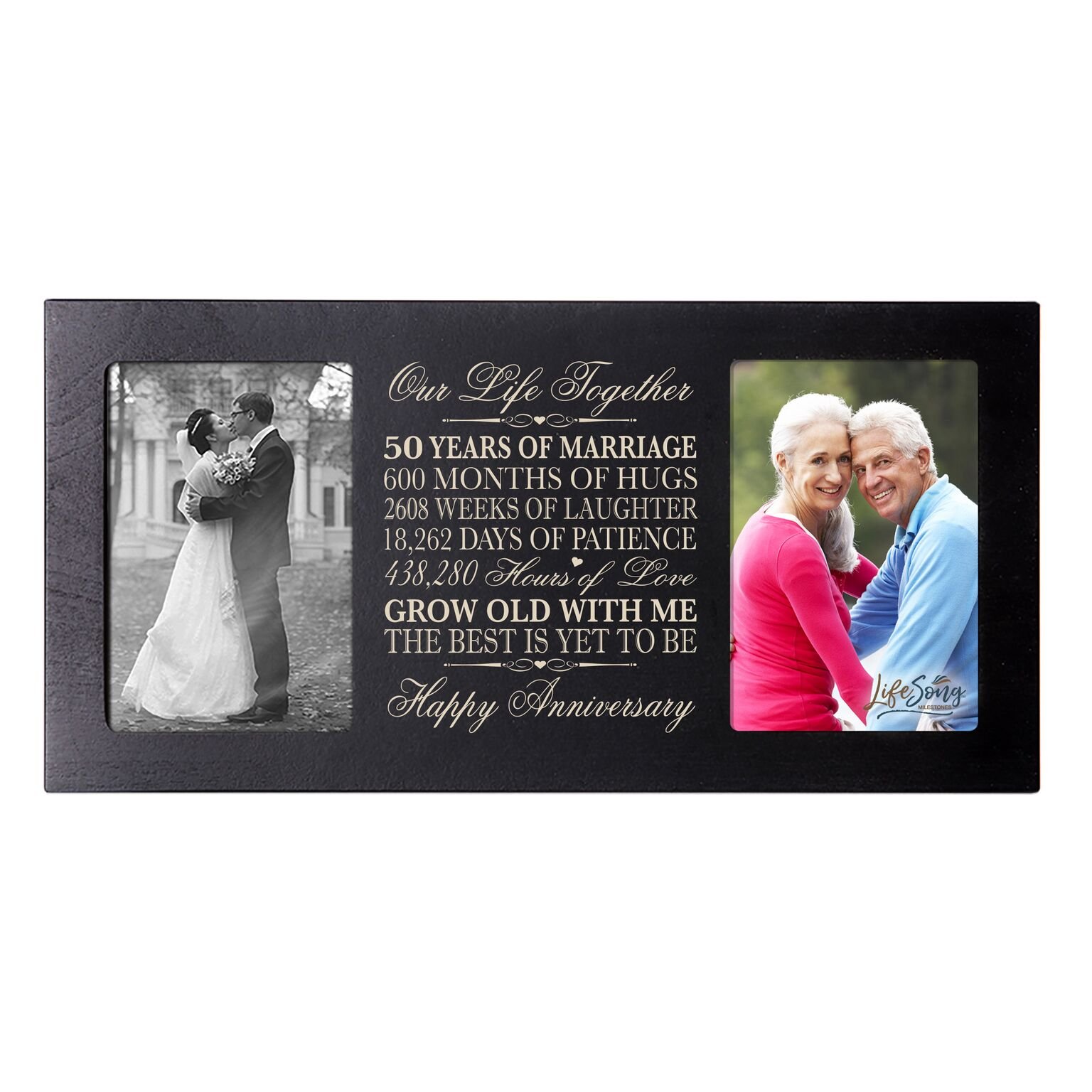 LifeSong Milestones 50th Anniversary Picture Frame - Golden Black Wedding Gift for Couples - Perfect for Displaying 50th Wedding Anniversary Photos & Cherished Memories