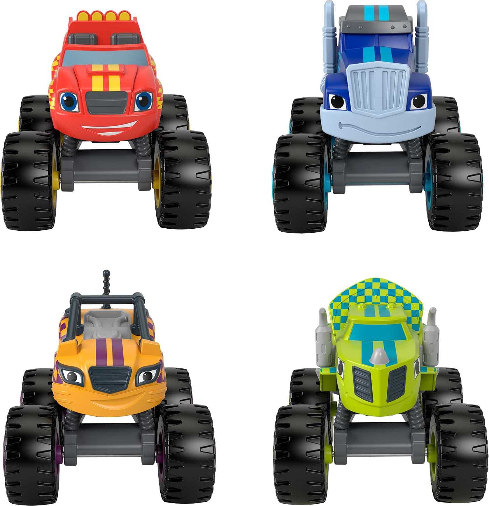 Fisher-Price Blaze and The Monster Machines Diecast Toys 4-Pack - Push-Along Metal Race Cars for Kids Ages 3+, Amazon Exclusive - Perfect for Pretend Play, Racing Adventures & Preschool Learning