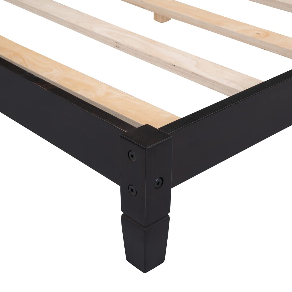 Twin Size Daybed with Headboard & Sideboard - Wooden Low Profile Sofa Bed Frame with Slat Support - Modern Dual-Use Floor Bed for Teens & Adults in Espresso - Perfect for Child's Room, Bedroom or Living Room as Guest Bed or Lounge Sofa