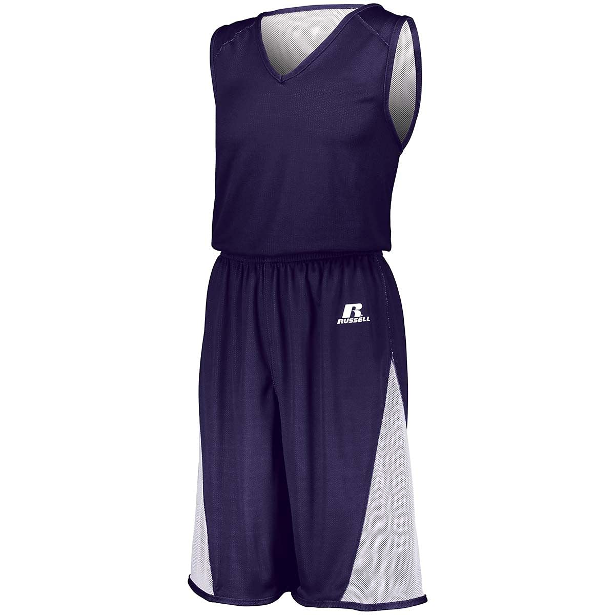 Russell Undivided Single Ply Reversible Shorts for Men - Purple/White - Lightweight Gym & Running Shorts for Workout, Basketball, and Casual Wear