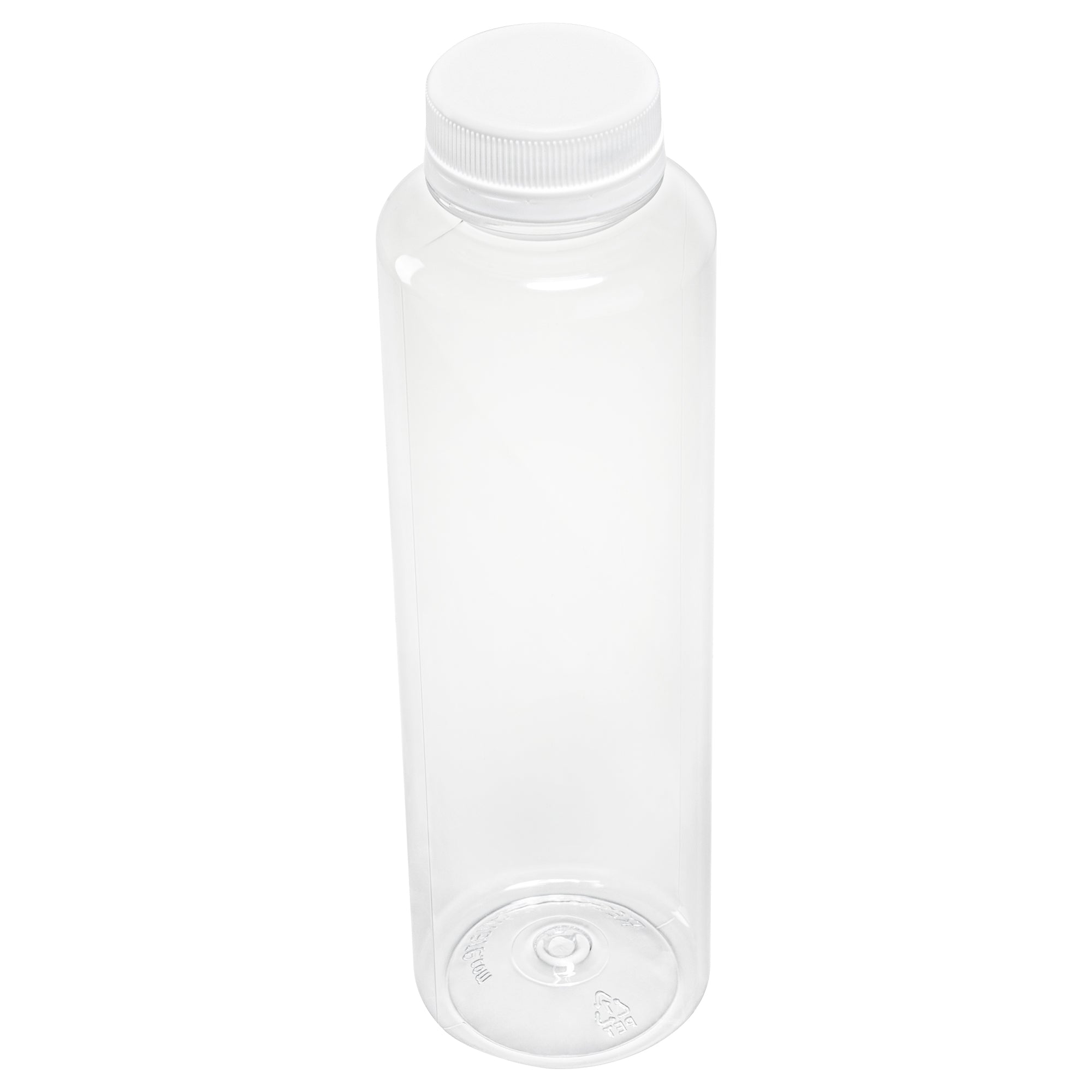 16 oz Clear Plastic Juice Bottles with Safety Cap - Round Cold Pressed Juice Containers (2.25