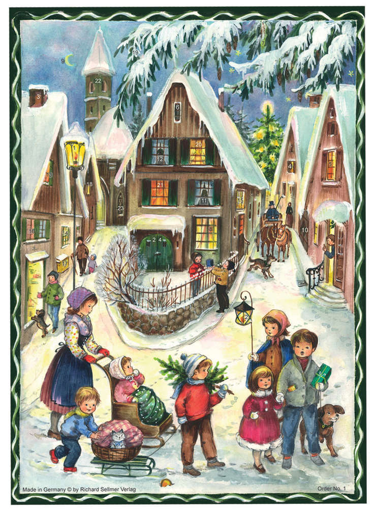 Traditional German Advent Calendar - Medium Size with Old World Villages & Nature Scenes | Perfect for Christmas Countdown, Holiday Decor & Gift Giving