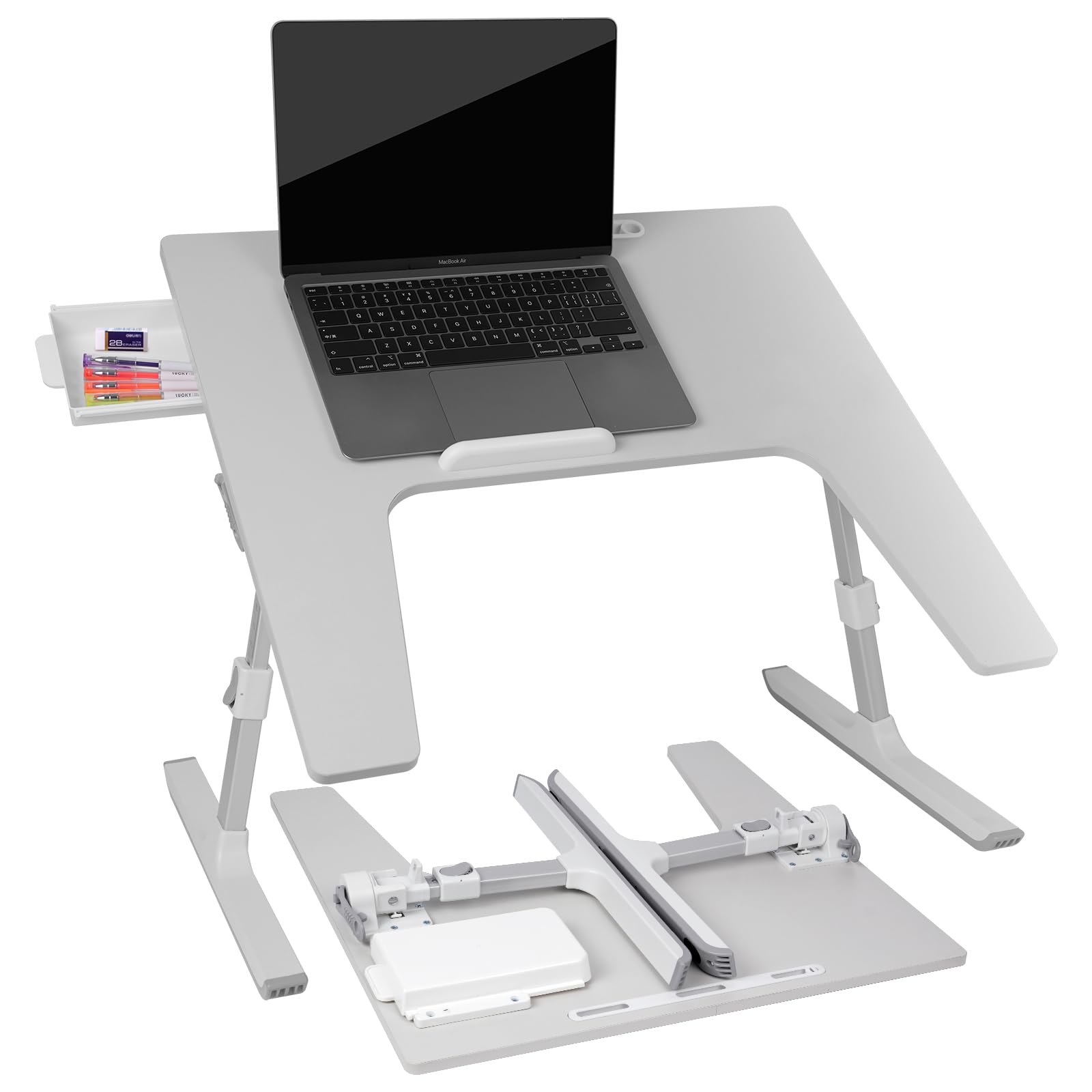 Adjustable Laptop Desk for Couch & Bed - Portable Hospital Bed Table with Drawer & Tablet Slot - Large Lap Desk Pillow for Reading, Writing, Gaming, Eating - Perfect for Home Office, Dorm Room & Hospital Use