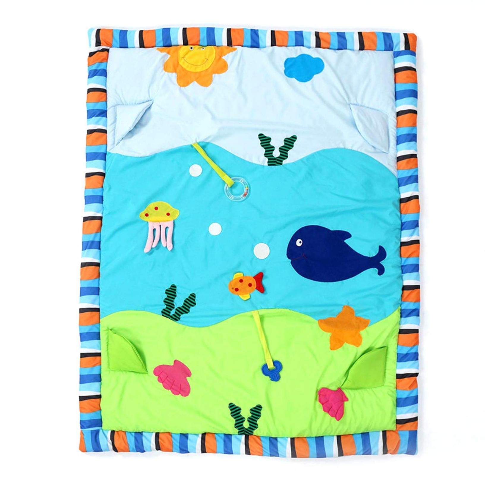 Soft Ocean Pattern Baby Playmat with Removable Toys - Non-Toxic Crawling Mat for Infants & Toddlers - Perfect for Nursery Floor, Playtime & Learning Activities