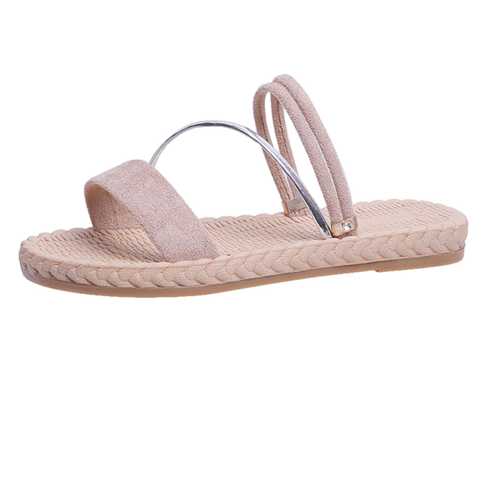 FFENYAN Women's Flat Slippers with Ankle Straps - Non-Slip Open Toe Beach Slides, Solid Color Summer Sandals for Indoor, Outdoor, and Vacation Use