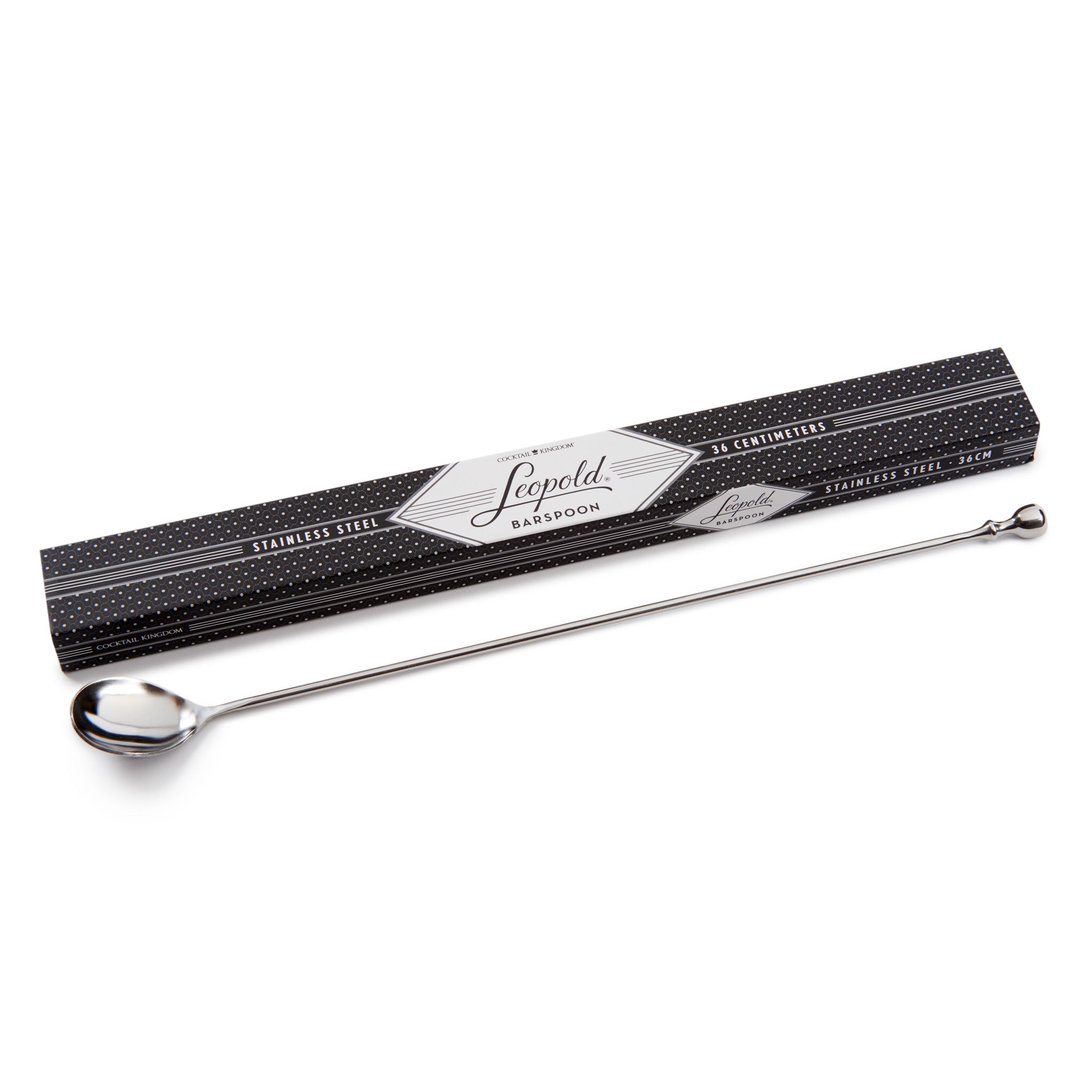 LEOPOLD Stainless Steel Bar Spoon 36cm - Premium Cocktail Mixing Tool for Bartenders & Home Bars