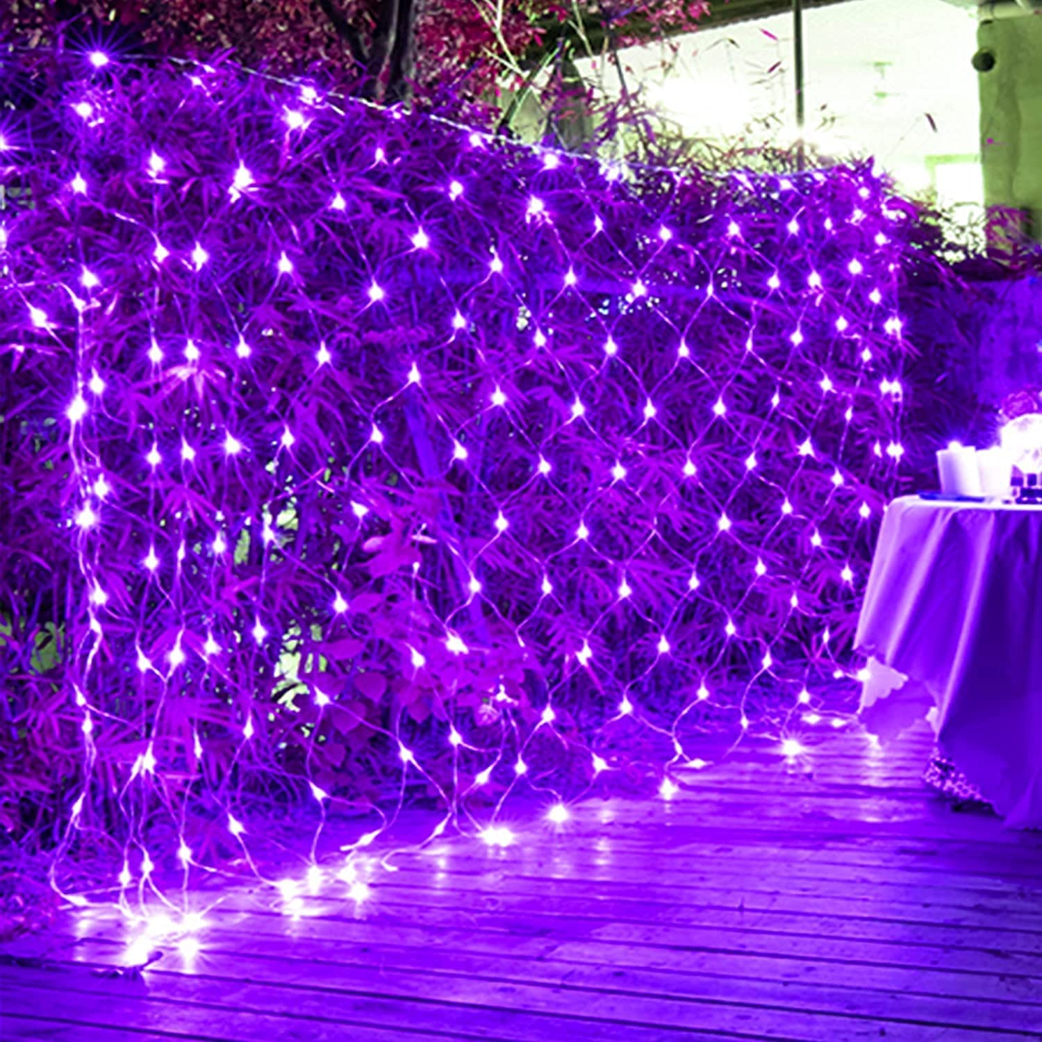 QDY Waterproof LED Net Mesh Lights - 880LED Fairy String Lights for Trees, Bushes, Outdoor Garden, Holiday & Wedding Decorations (6 Purple, 6x4m) - Perfect for Christmas, Halloween, Parties & Backyard Lighting