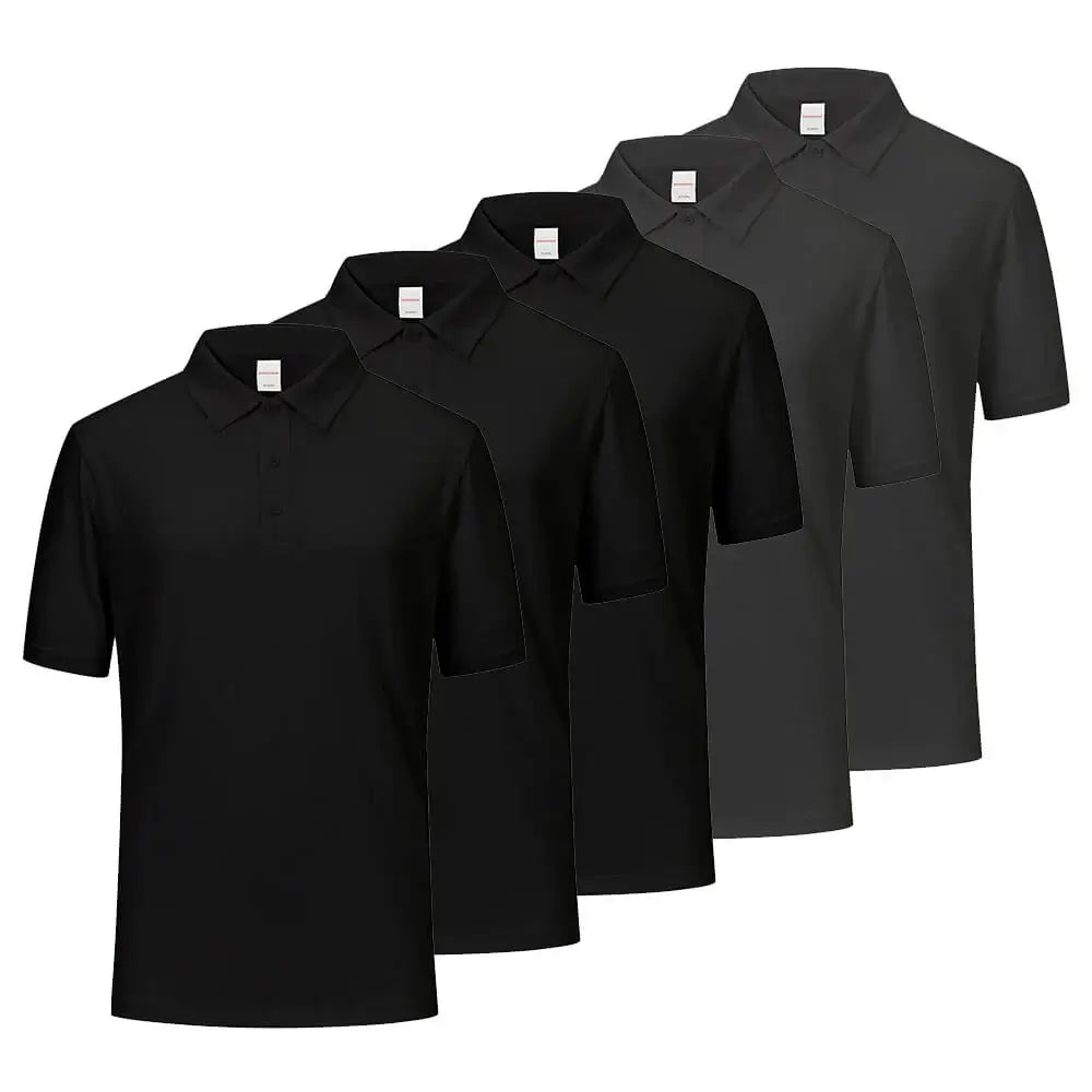 5 Pack Men's Quick Dry Moisture Wicking Polo Shirts - Breathable & Lightweight for Golf, Tennis & Casual Wear
