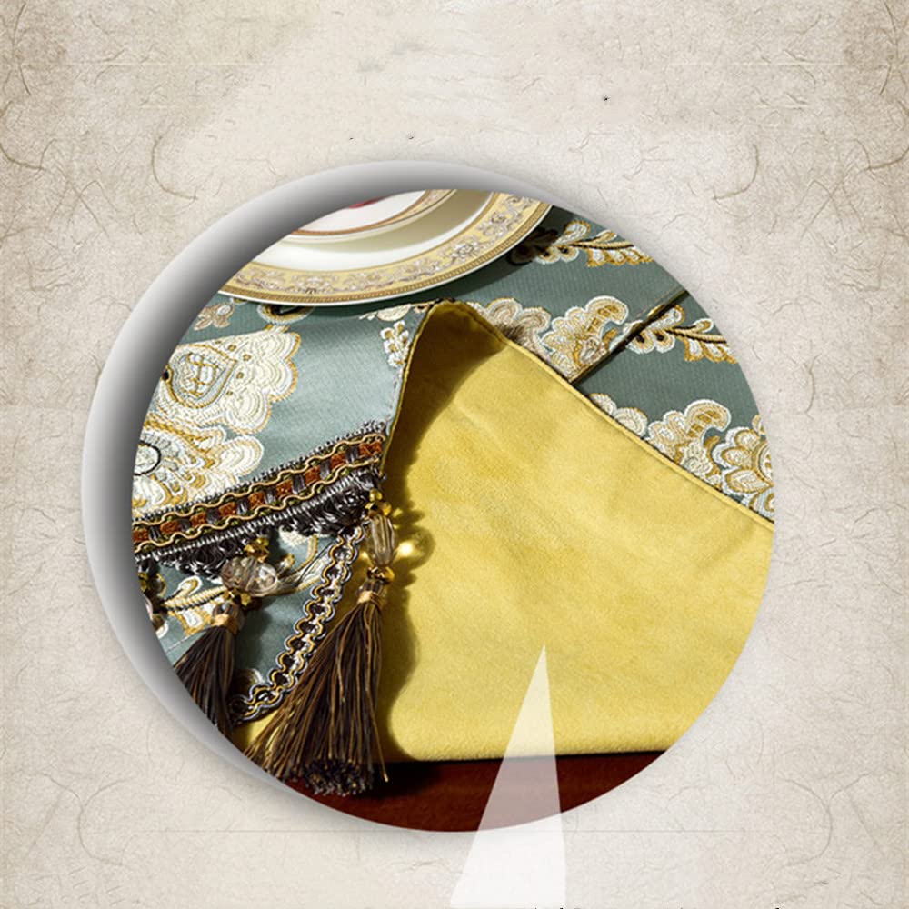 Luxury Damask Table Runner 12x87 Inch - Elegant Jacquard Dining Table Cloth with Handmade Multi-Tassels for Wedding, Banquet, Party & Home Decor - Perfect for Dining Room, Dresser, Buffet Table & Special Occasions