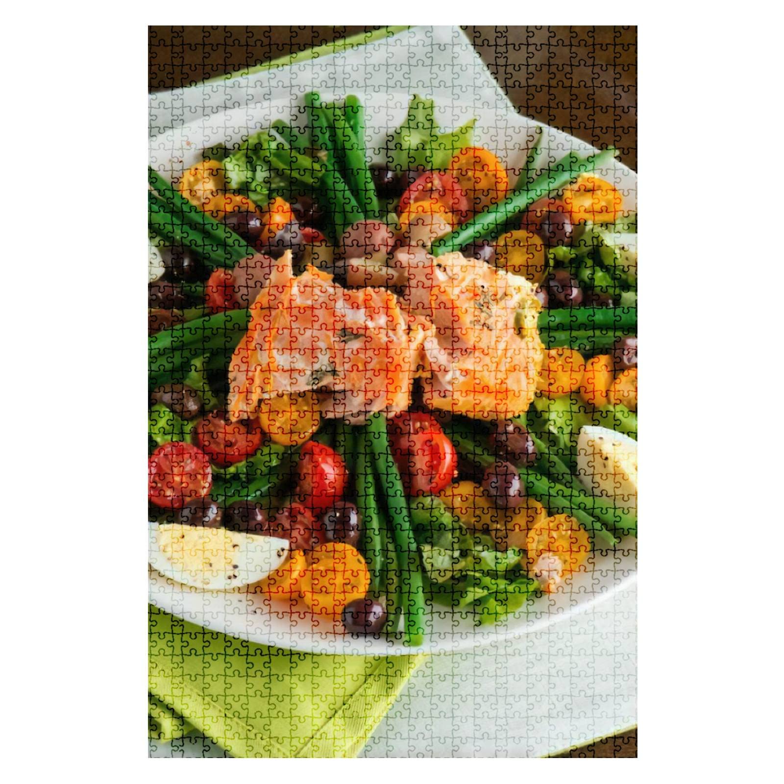 1000-Piece Wooden Jigsaw Puzzle - Classic French Salad with Tuna/Salmon & Hard-Boiled Eggs - Educational DIY Puzzle for Kids & Adults - Stress Relief Gift, Home Decor & Creative Game | Perfect for Family Game Nights, Classroom Activities & Cognitive Development