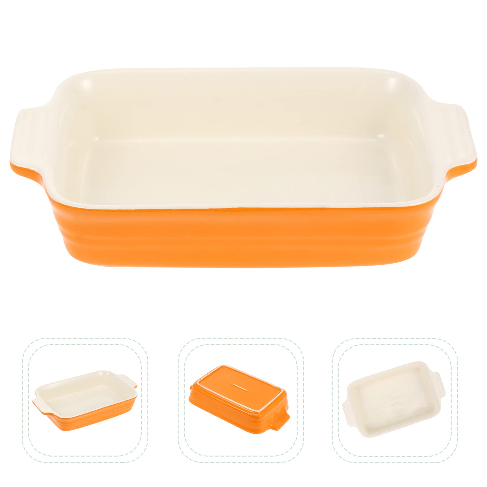 1pc Ceramic Baking Pan with Handles - Multipurpose Bakeware for Cheese, Soup, Rice & Bread - Oven Safe Dish for Baking, Serving & Storing - Perfect for Kitchens, Restaurants & Home Chefs
