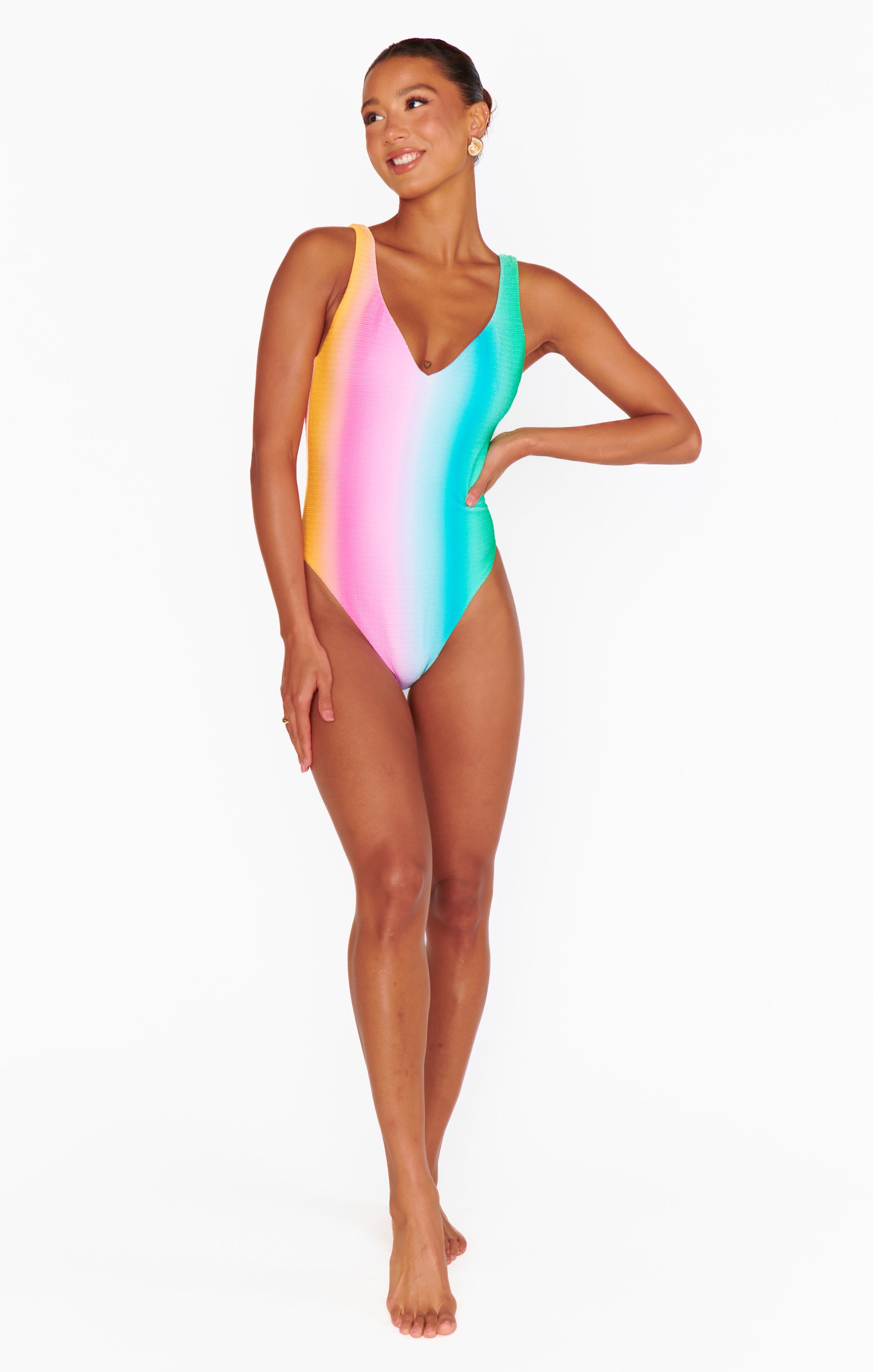 Laguna One Piece Swimsuit - Ombre Contour Scrunch Bikini for Women | Beachwear & Pool Party | Perfect for Summer Vacations, Swimming, and Water Sports