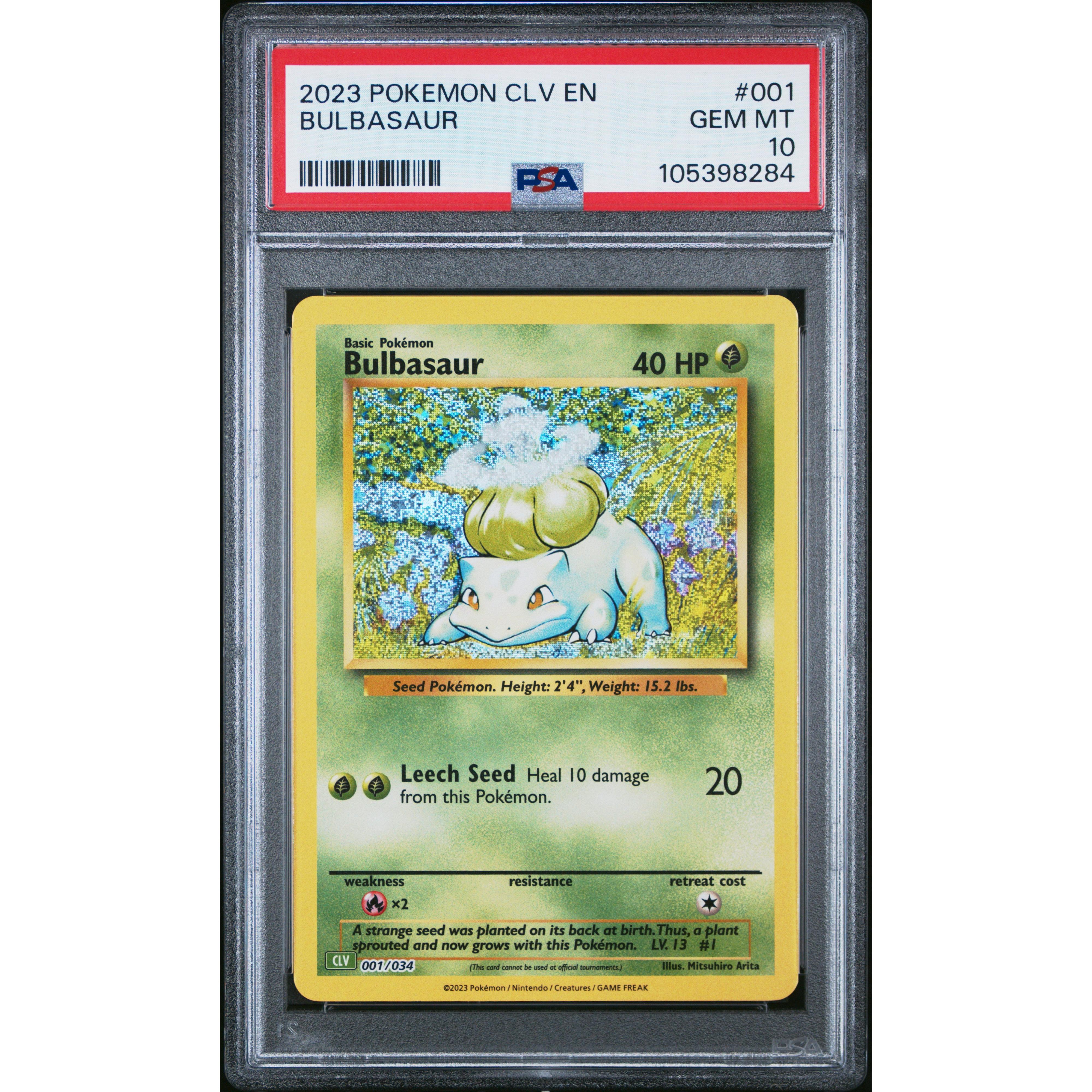 2023 Pokemon Classic Collection Bulbasaur 001/034 PSA 10 Graded Card - Rare Collectible for Pokemon Fans, Perfect for Display & Investment