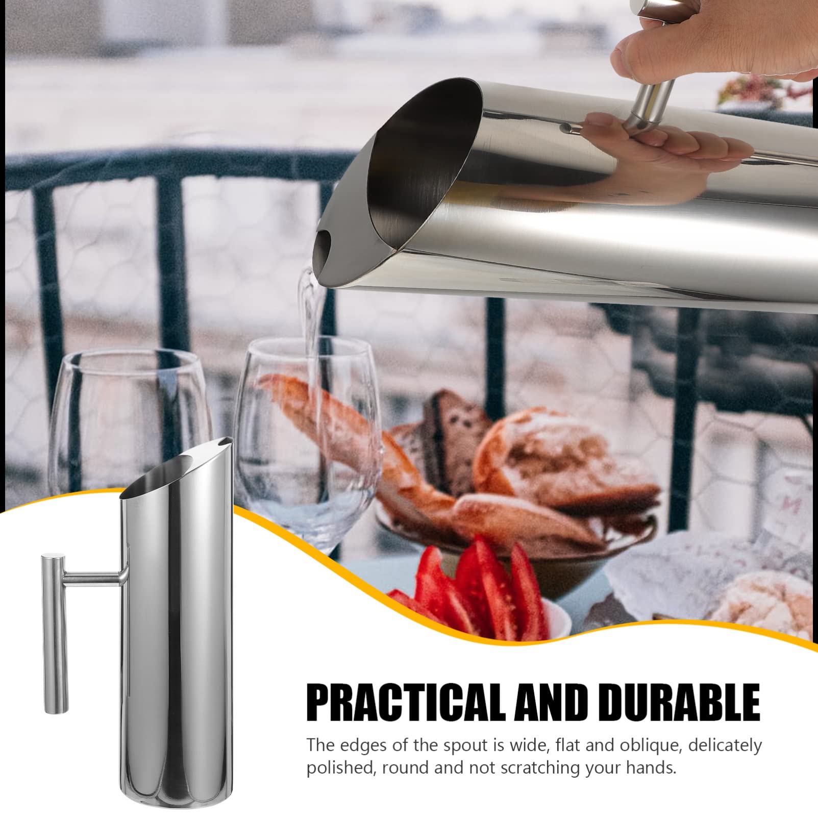 1.5L Stainless Steel Water Pitcher - Large Capacity Cold Drink Dispenser for Iced Tea, Lemonade & Beverages | Perfect for Home, Bar, Parties & Outdoor Gatherings | BPA-Free & Durable Design