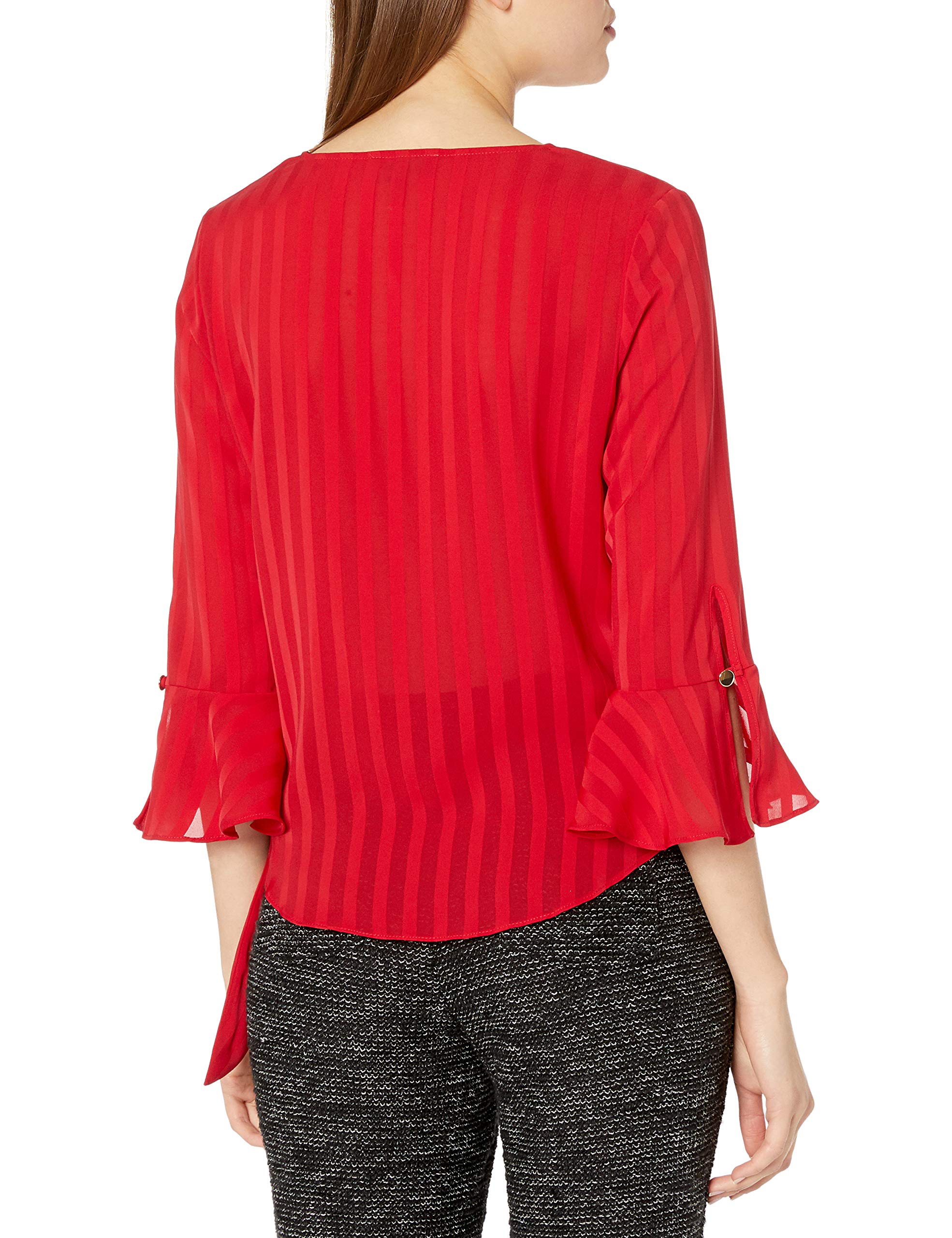 Amy Byer Women's Juniors Wrap Front V-Neck Blouse - Stylish Casual & Work Tops for Everyday Wear