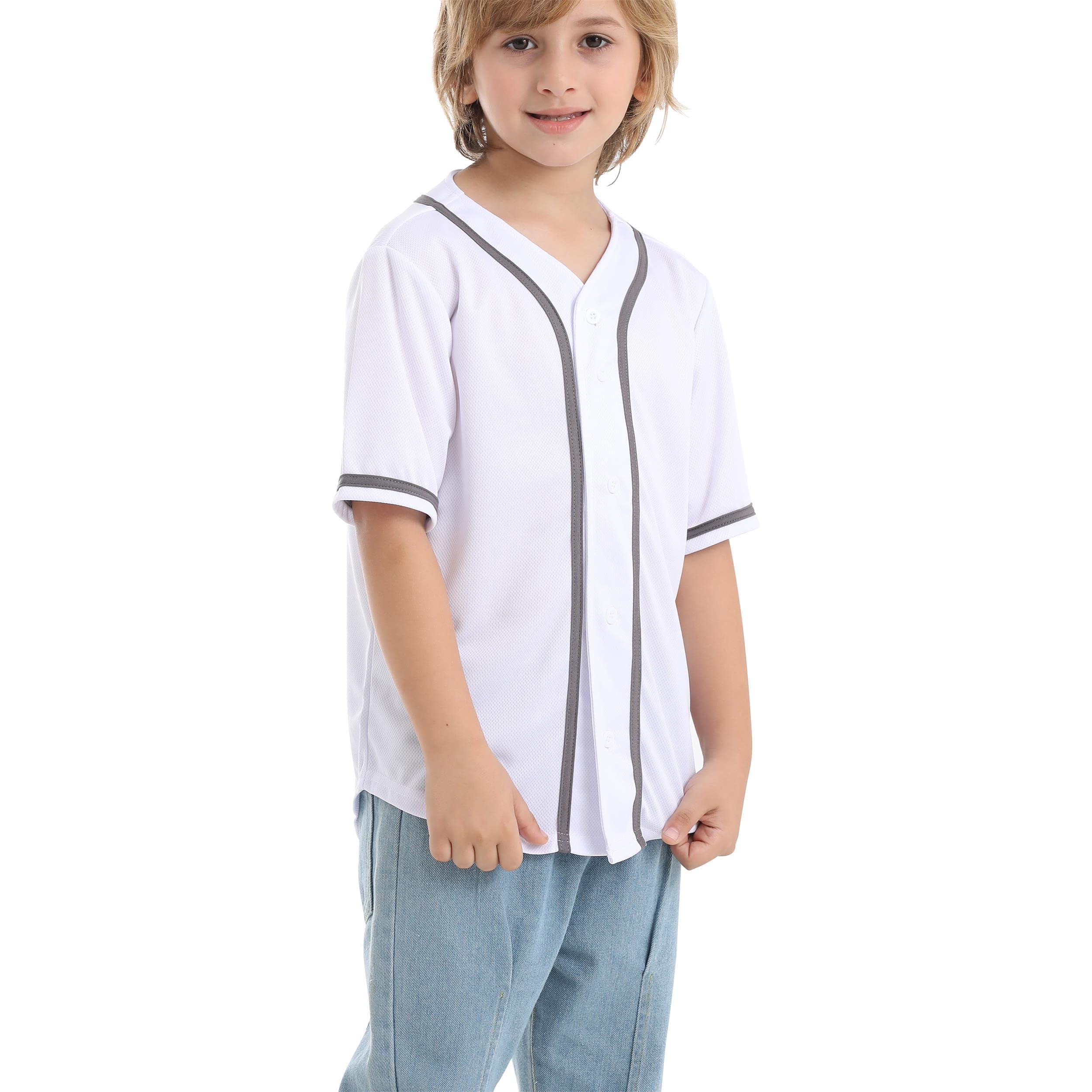 Trendy Kids Baseball Jersey Button Boys & Girls T-Shirt | Black and White Short Sleeve Hip Hop Style | Perfect for Baseball Games, Hip Hop Dance, and Casual Wear