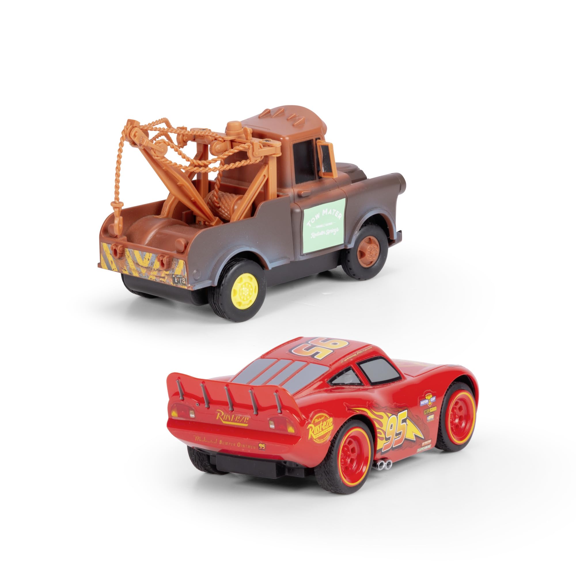 Jada Toys Disney Pixar Cars Lightning McQueen & Mater RC Cars - 2 Remote Control Toy Cars for Kids Ages 4+, 14cm Twin Pack with 6 km/h Speed - Perfect for Birthday Gifts & Indoor/Outdoor Play